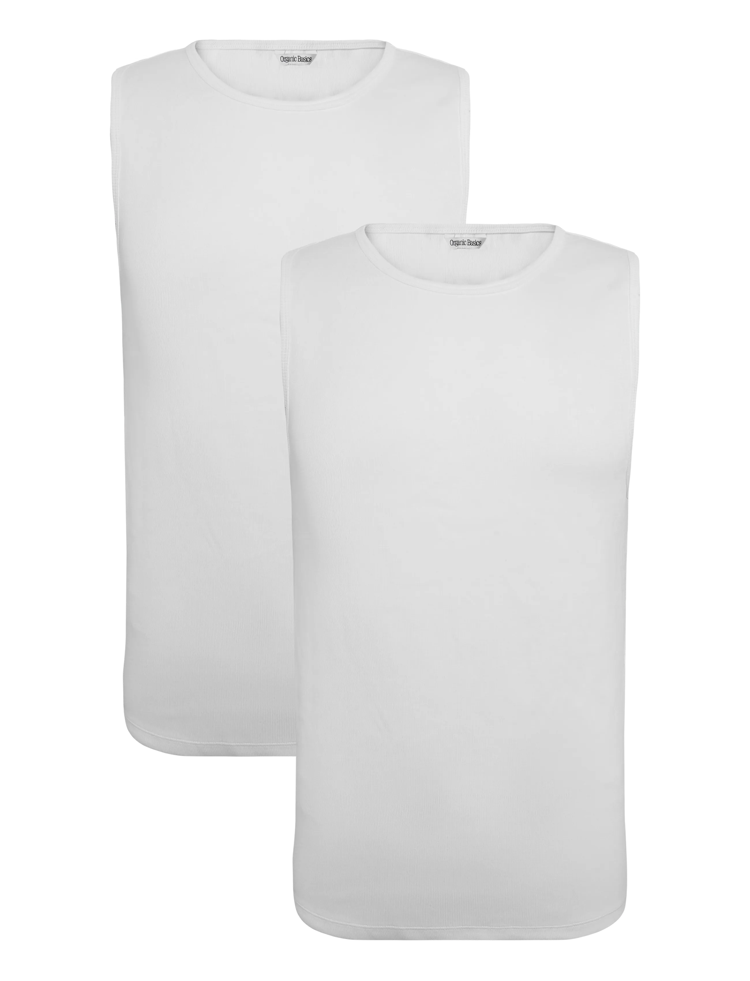 Organic Basics Core Rib Tank 2-Pack - Linnen - WHITE / white