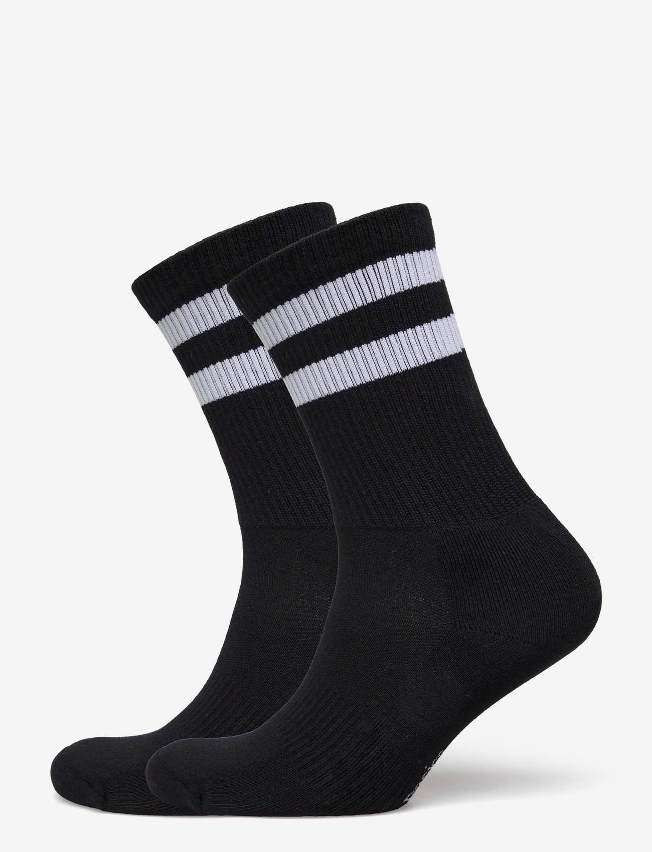 Organic Basics - Core Stripe Crew Socks 2-pack - mažiausios kainos - black / white - 1