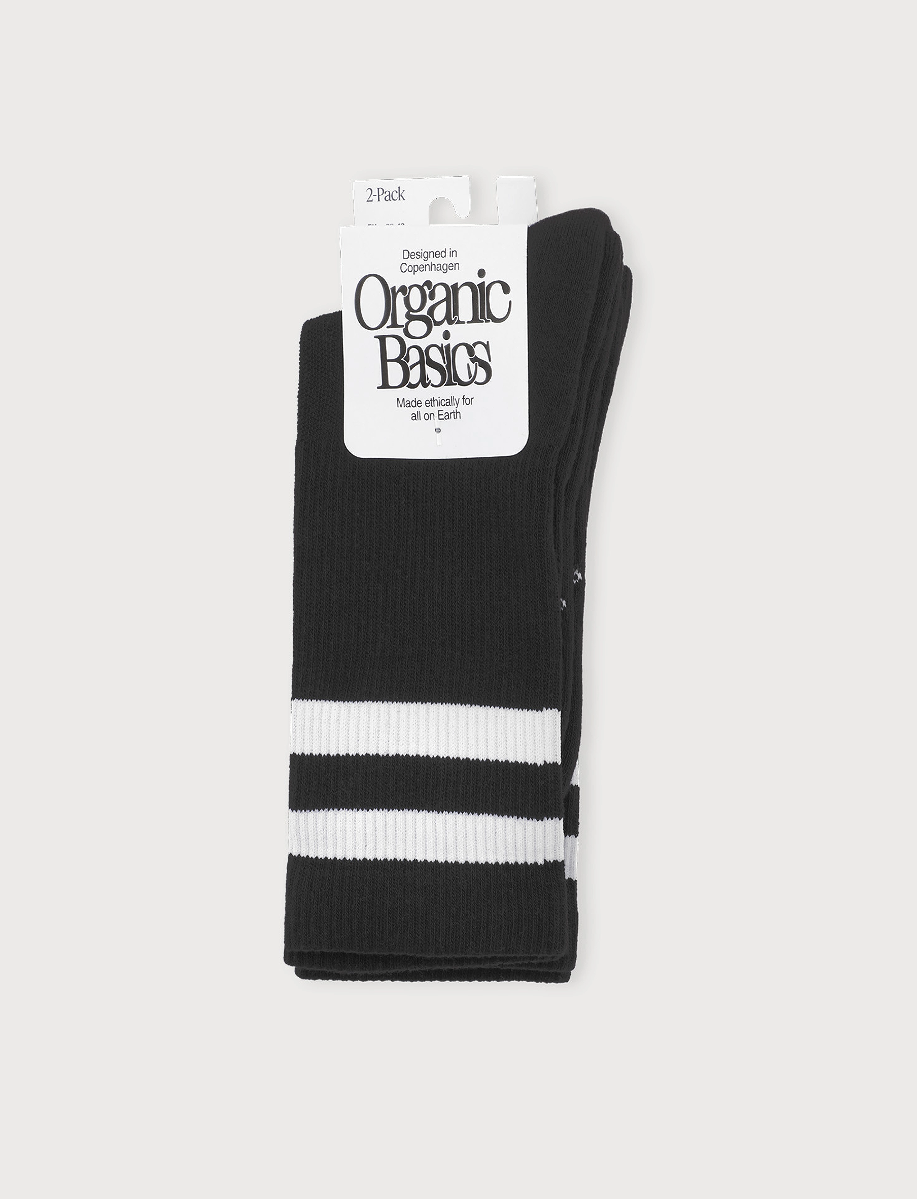 Organic Basics - Core Stripe Crew Socks 2-pack - die niedrigsten preise - black / white - 2