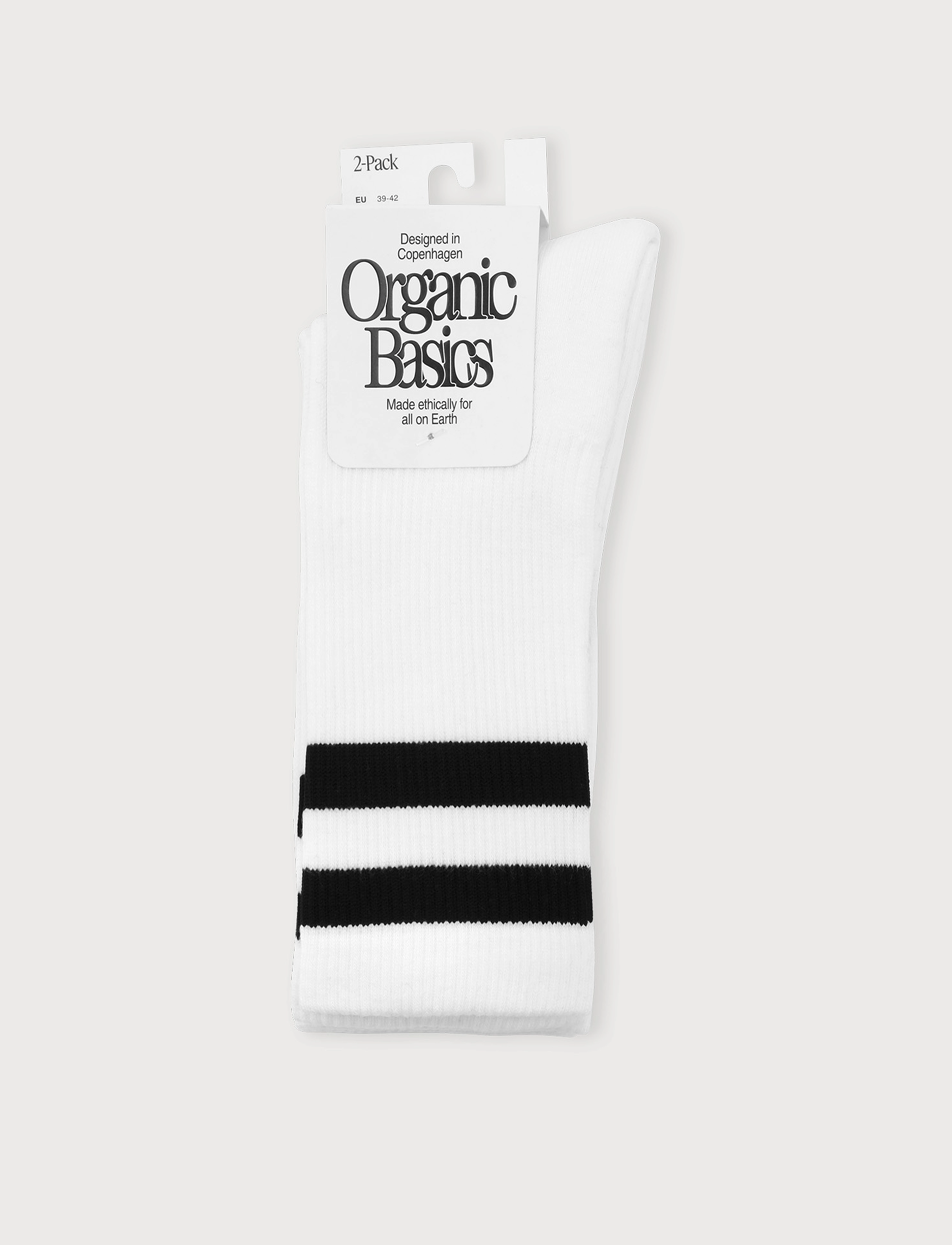 Organic Basics - Core Stripe Crew Socks 2-pack - die niedrigsten preise - white / black - 0