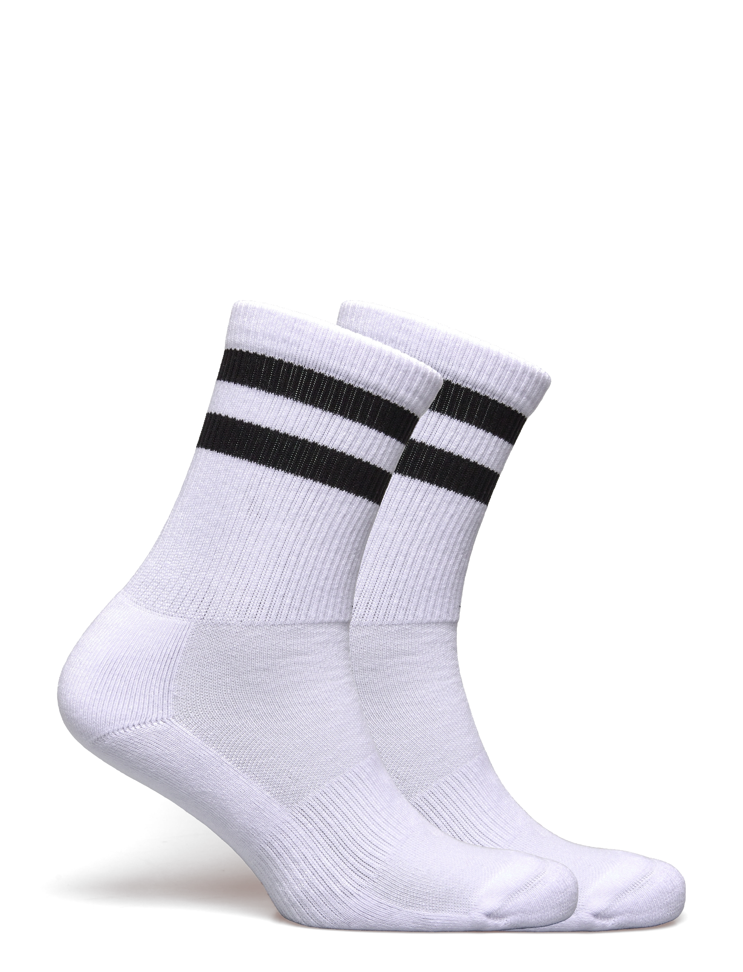 Organic Basics - Core Stripe Crew Socks 2-pack - laveste priser - white / black - 3