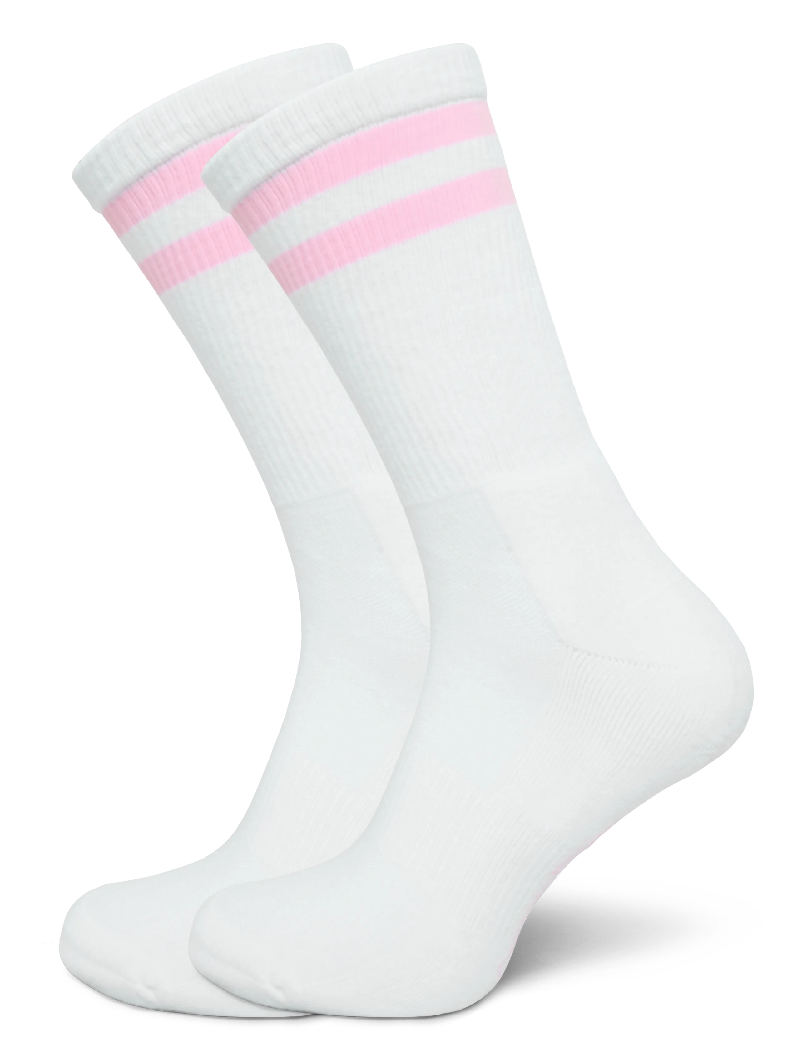 Organic Basics Core Stripe Crew Socks 2-pack - Sukat - WHITE / SOFT PINK / white