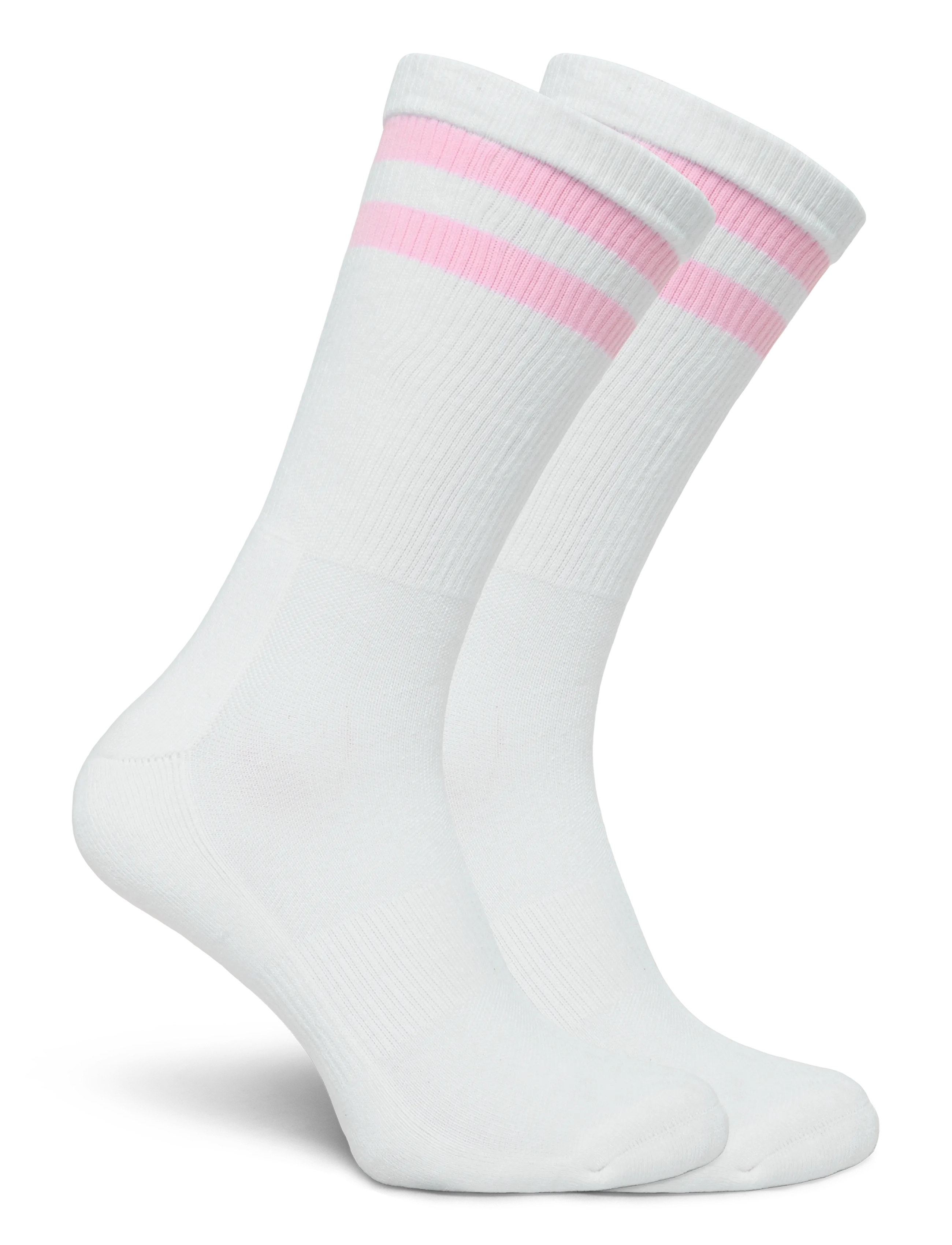 Organic Basics - Core Stripe Crew Socks 2-pack - die niedrigsten preise - white / soft pink - 1