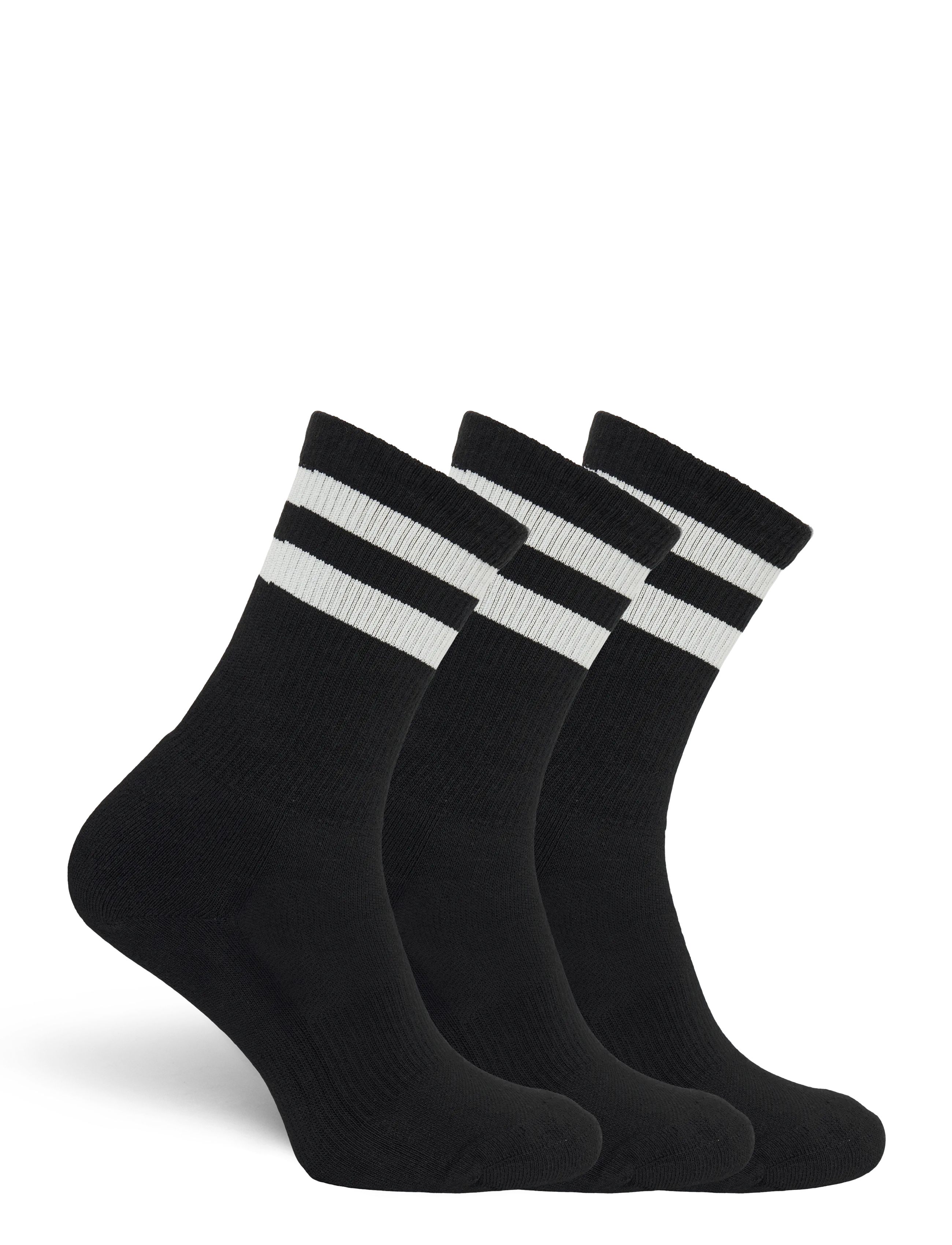 Organic Basics - Core Stripe Crew Socks 3-pack - madalaimad hinnad - black / white - 1