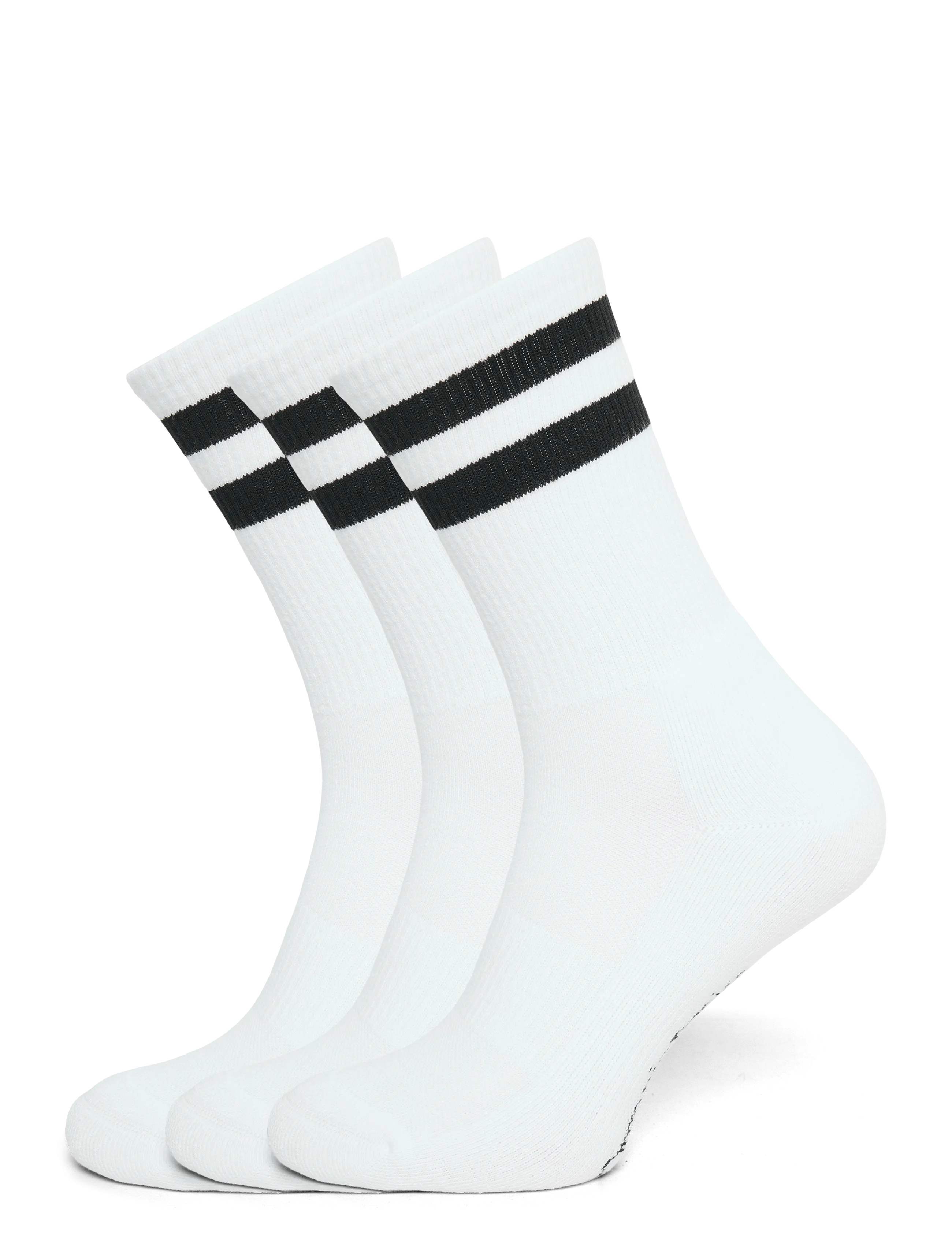 Organic Basics Core Stripe Crew Socks 3-pack - Strümpfe - WHITE / BLACK / white
