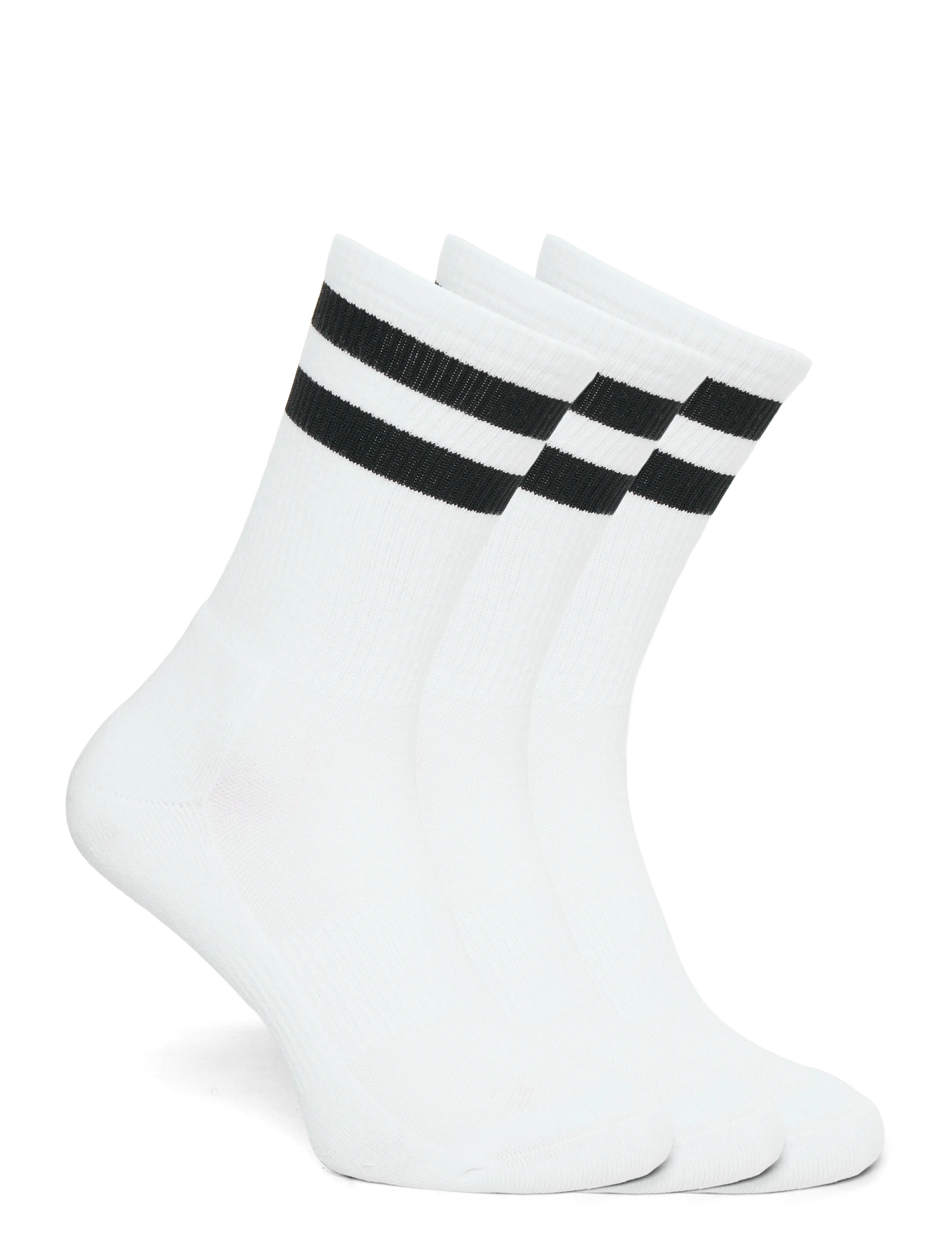 Organic Basics - Core Stripe Crew Socks 3-pack - madalaimad hinnad - white / black - 1