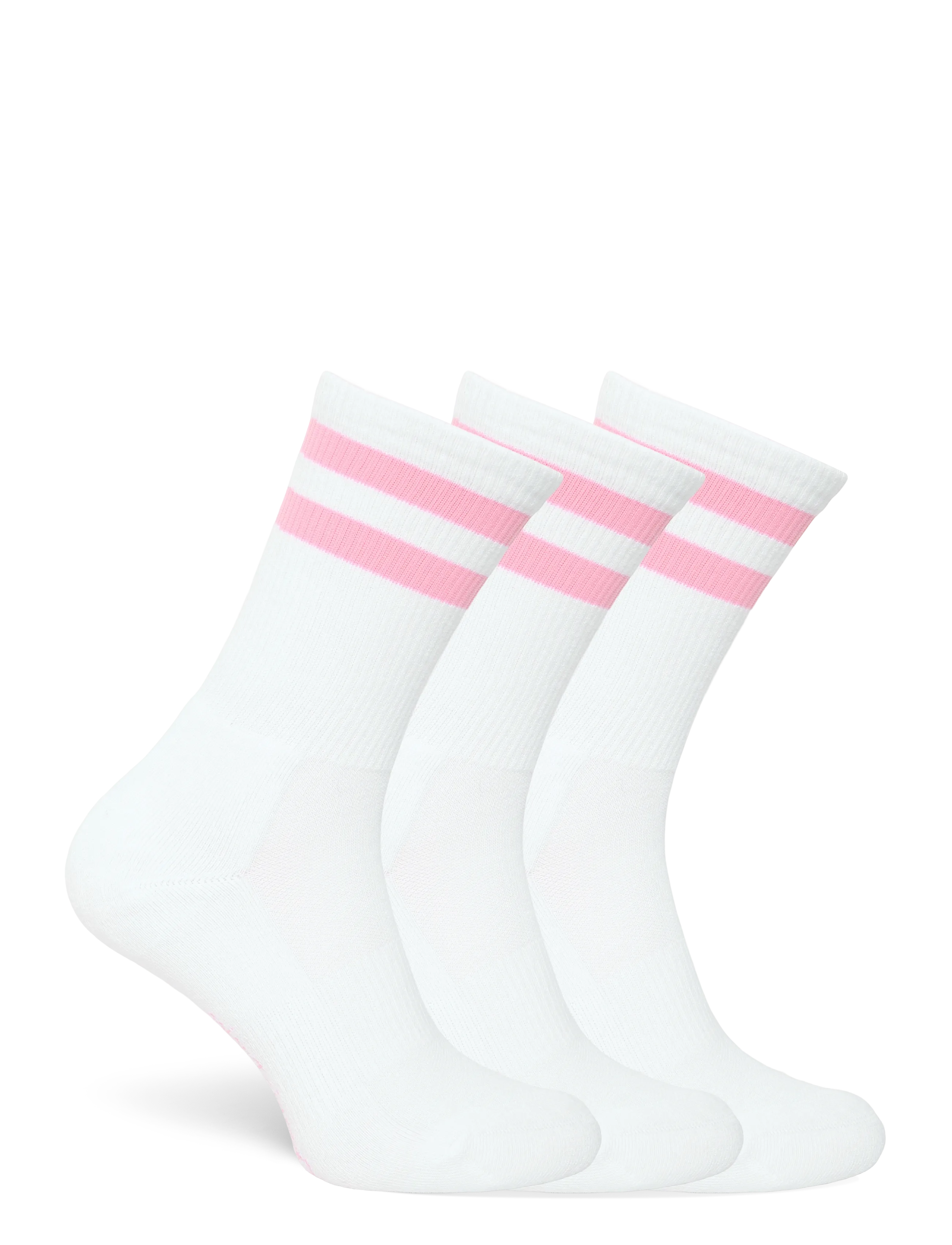 Organic Basics - Core Stripe Crew Socks 3-pack - die niedrigsten preise - white / soft pink - 1