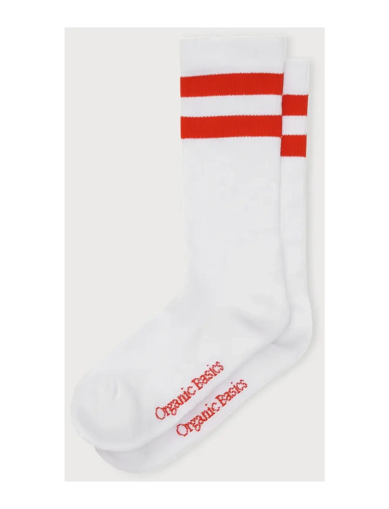 Organic Basics Core Stripe Crew Socks 3-pack - Pesu - WHITE / TANGERINE / white
