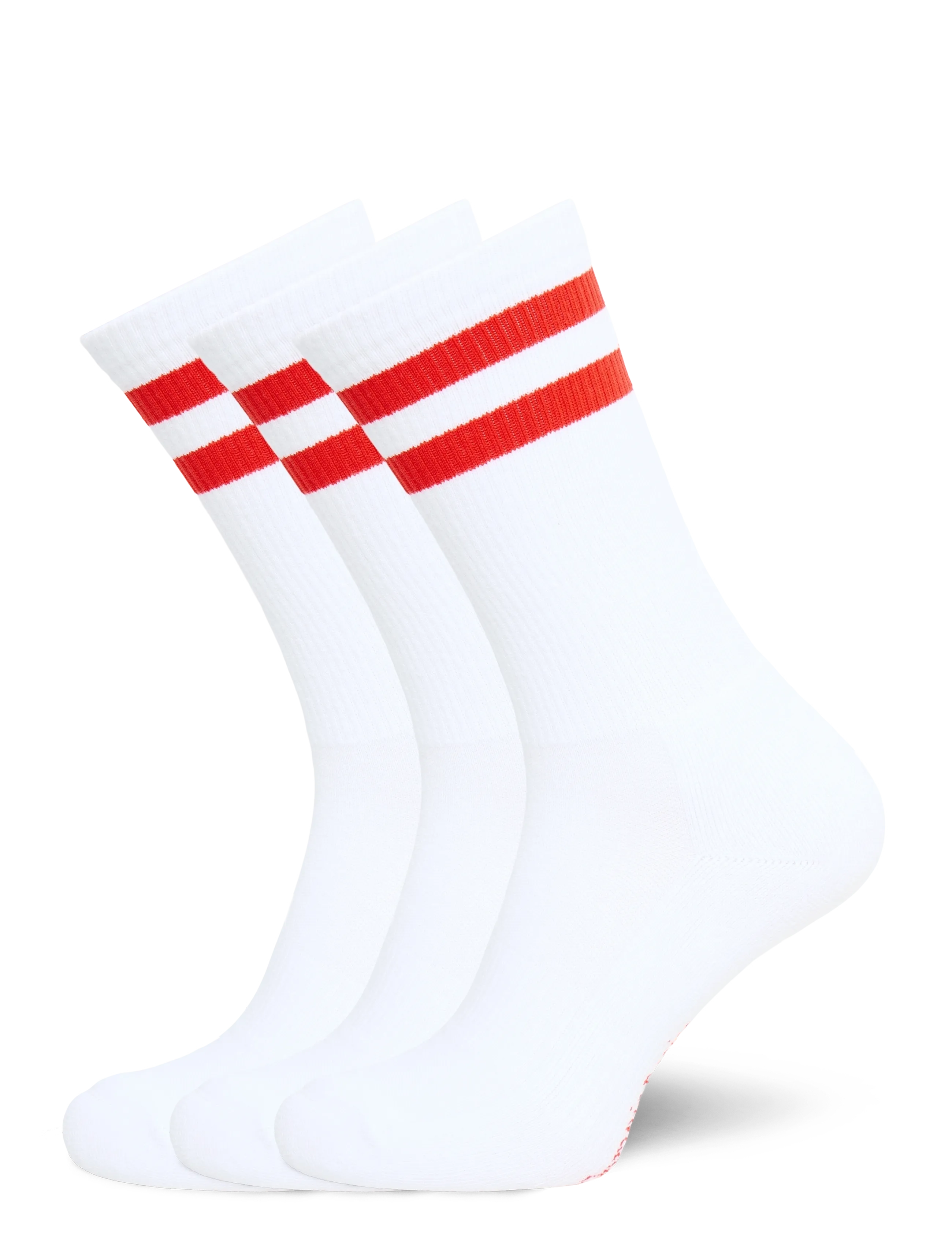 Organic Basics Core Stripe Crew Socks 3-pack - Organic Basics - WHITE / TANGERINE / white