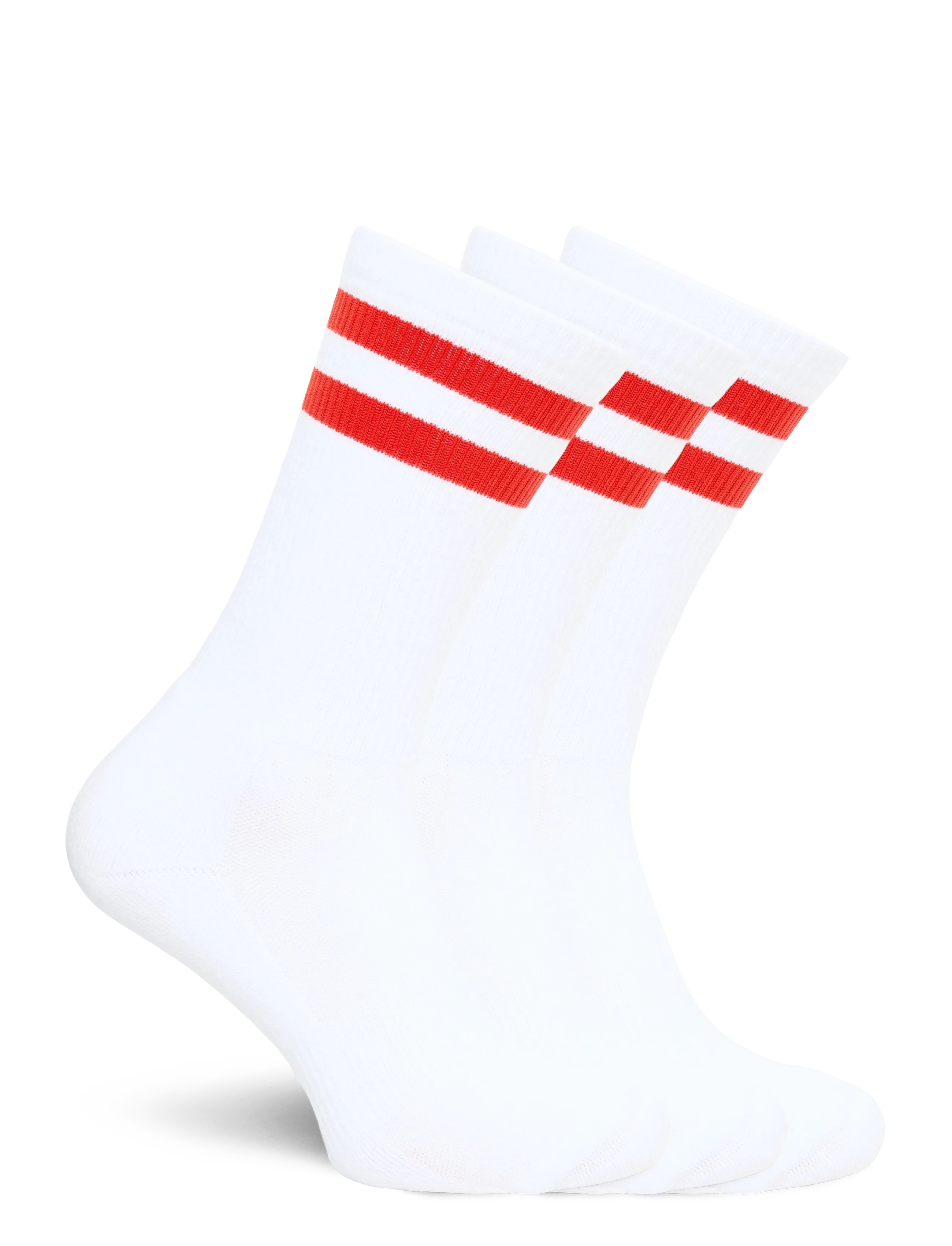 Organic Basics - Core Stripe Crew Socks 3-pack - lowest prices - white / tangerine - 1