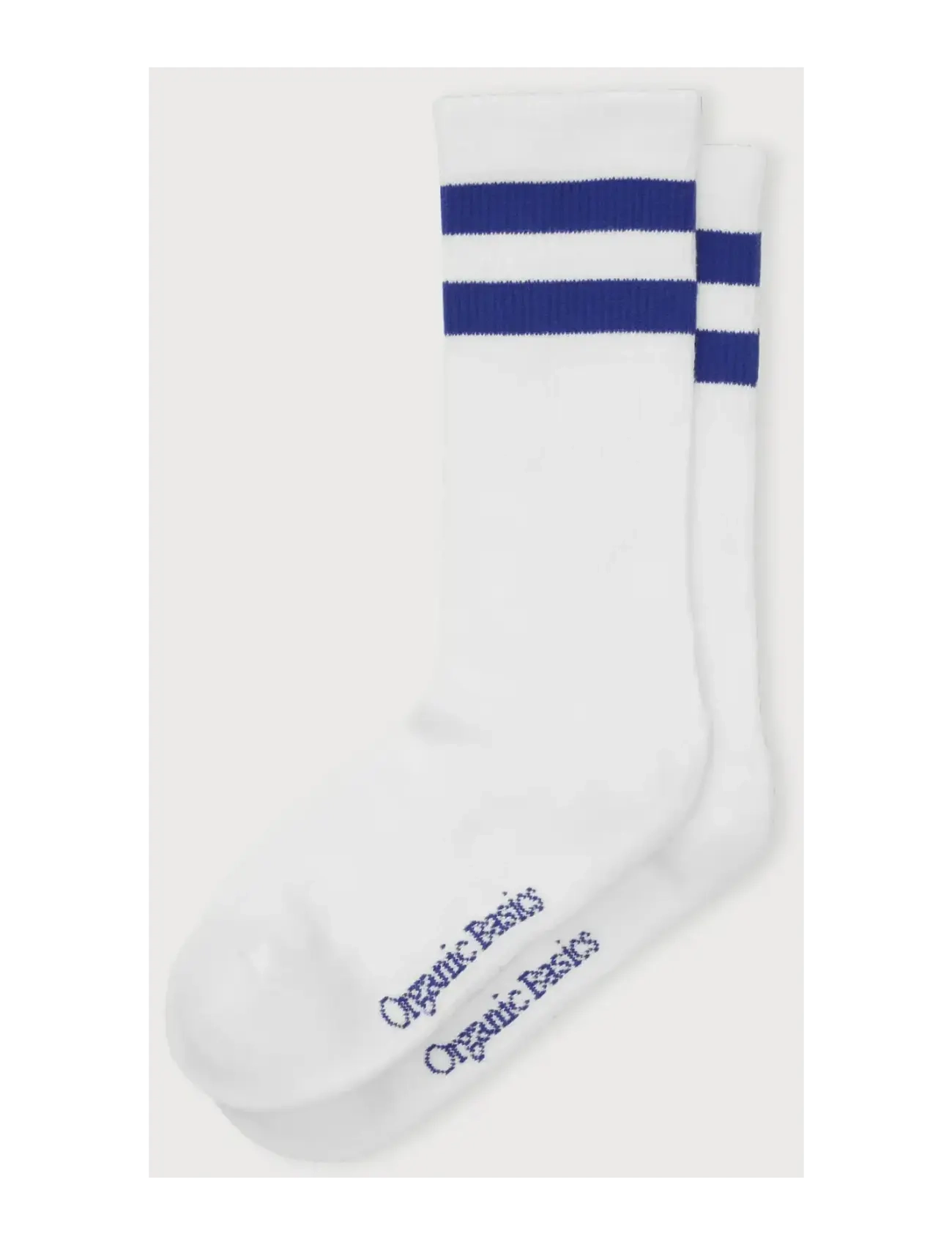 Organic Basics Core Stripe Crew Socks 3-pack - Pesu - WHITE / VIBRANT BLUE / white