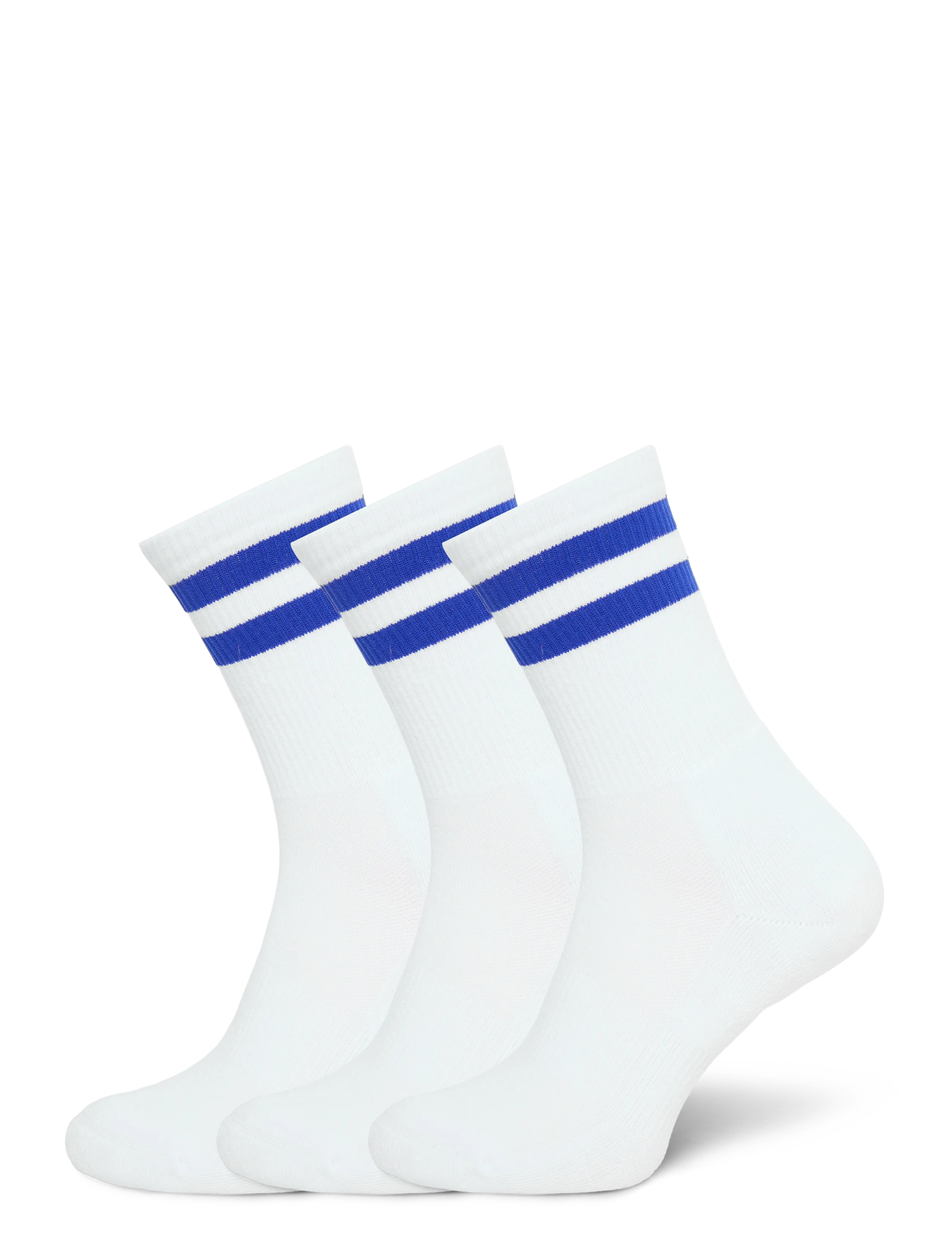 Organic Basics - Core Stripe Crew Socks 3-pack - madalaimad hinnad - white / vibrant blue - 1