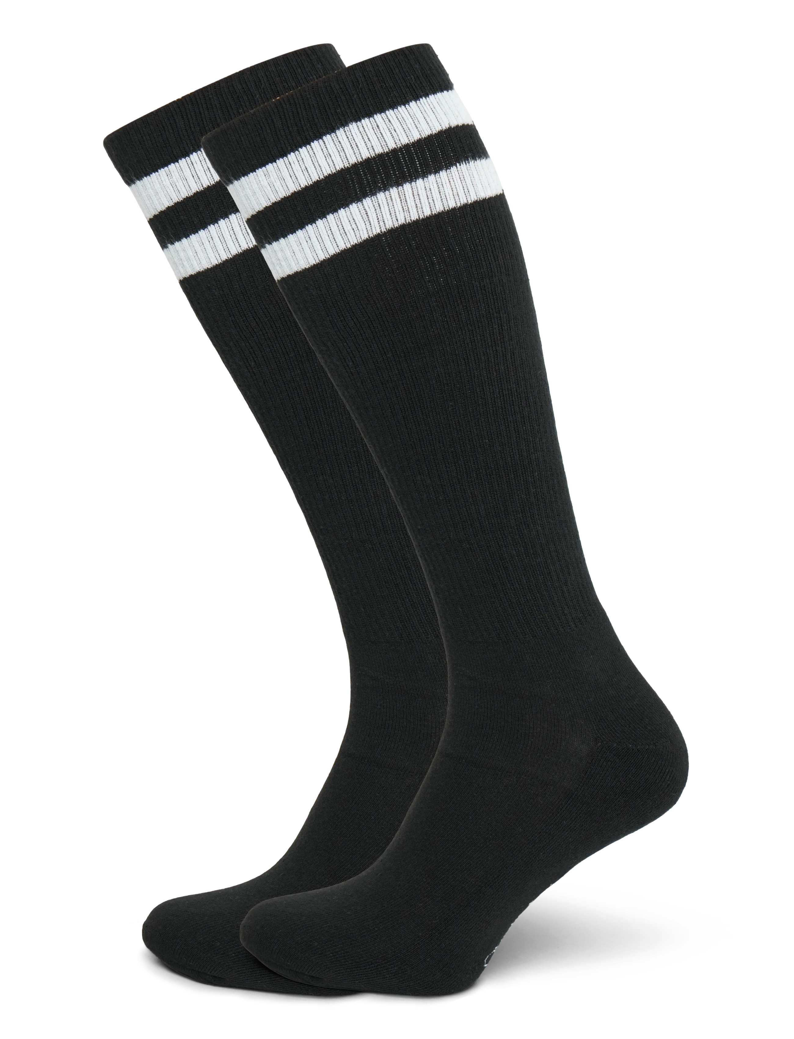 Organic Basics Core Stripe Knee High Socks - Knæstrømper - BLACK / WHITE / black