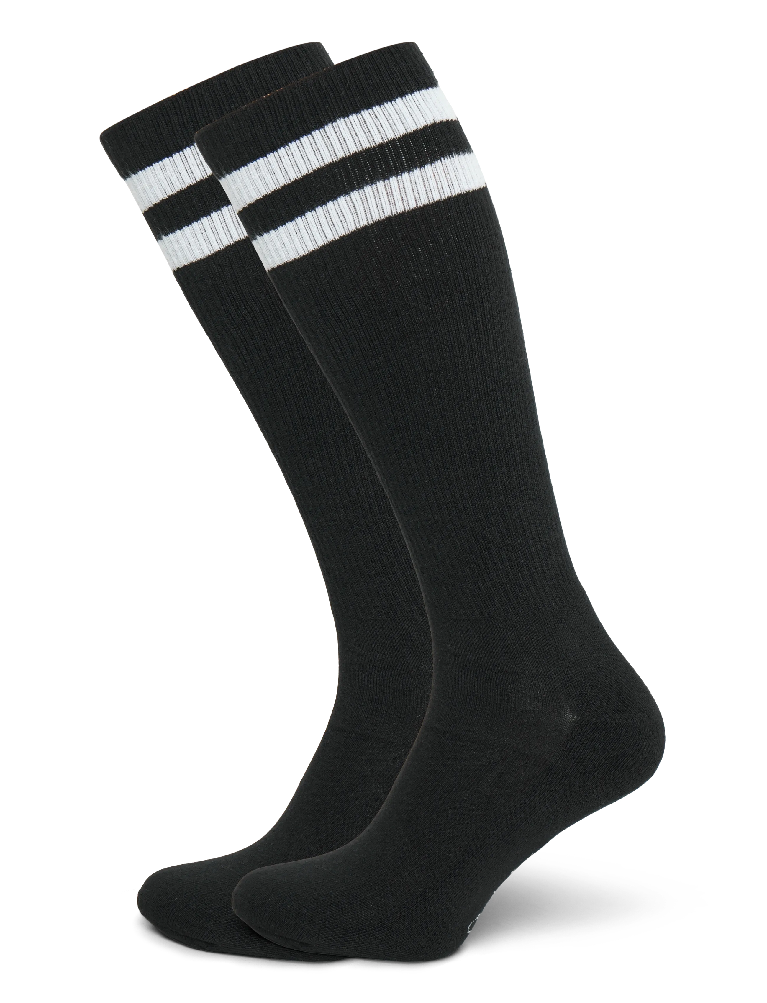 Organic Basics Core Stripe Knee High Socks - Socken - BLACK / WHITE / black