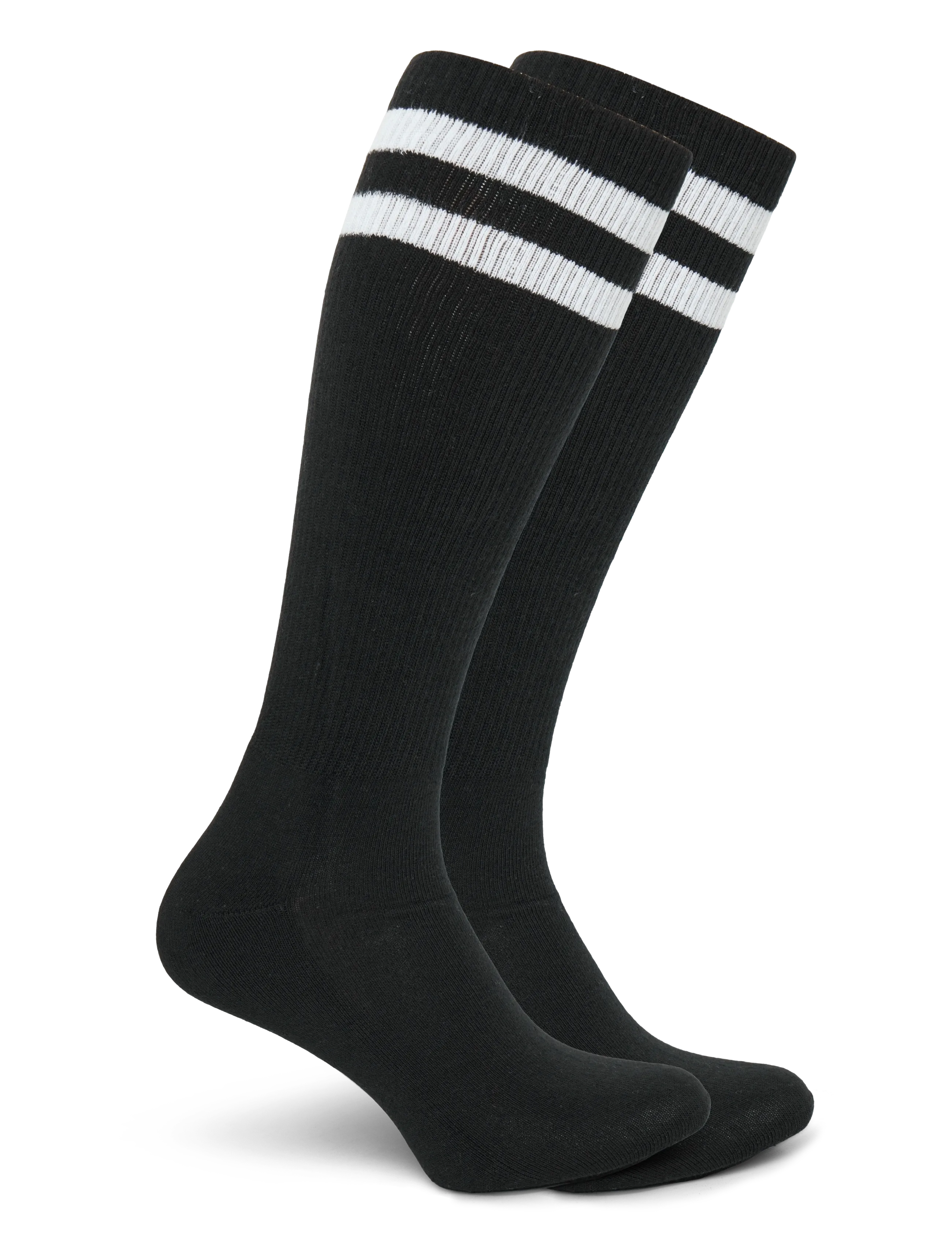 Organic Basics - Core Stripe Knee High Socks - lägsta priserna - black / white - 2
