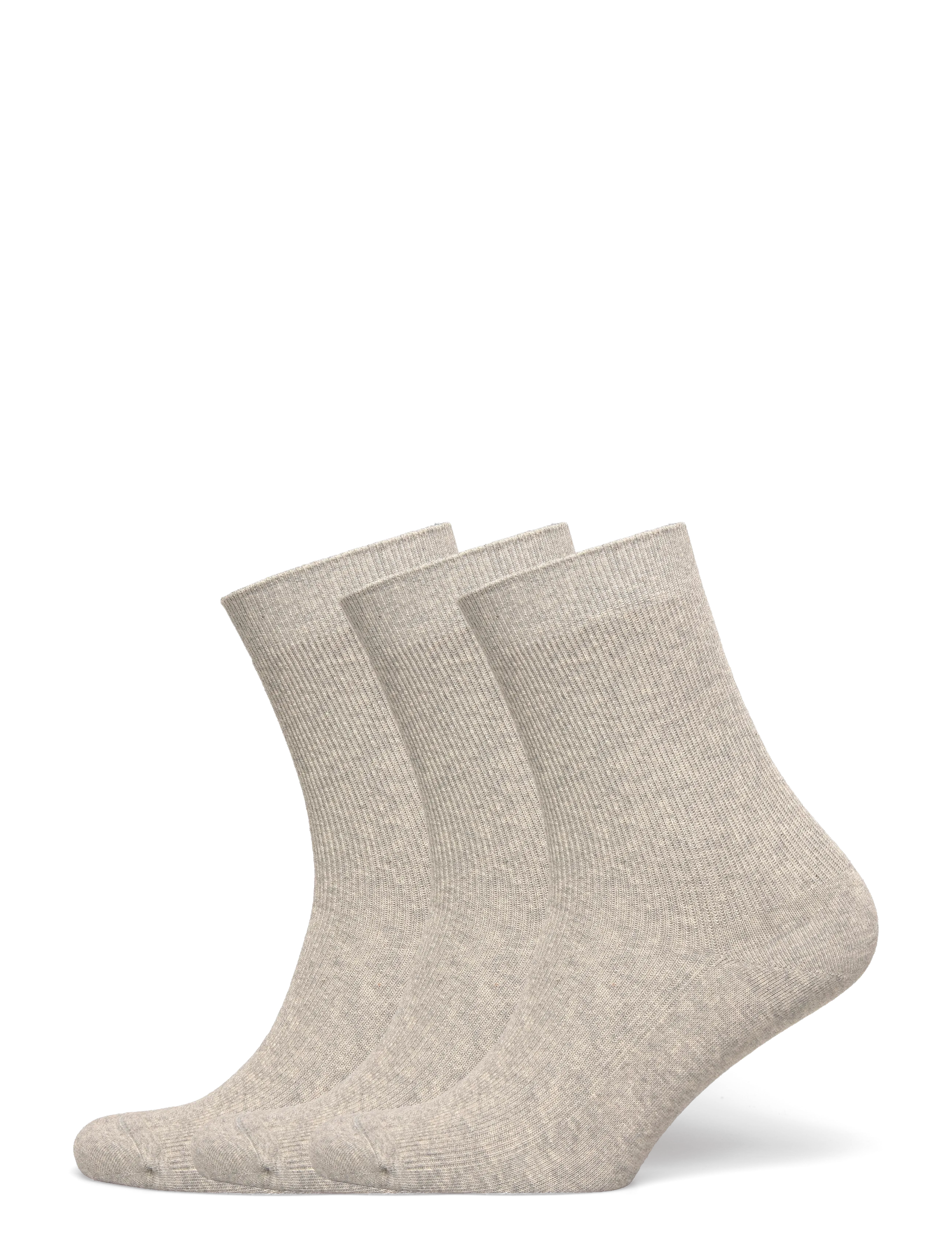 Organic Basics Core Crew Rib Socks 3-Pack, Mænd, Ribstrikkede Strømper, Grå, Str: 43-46