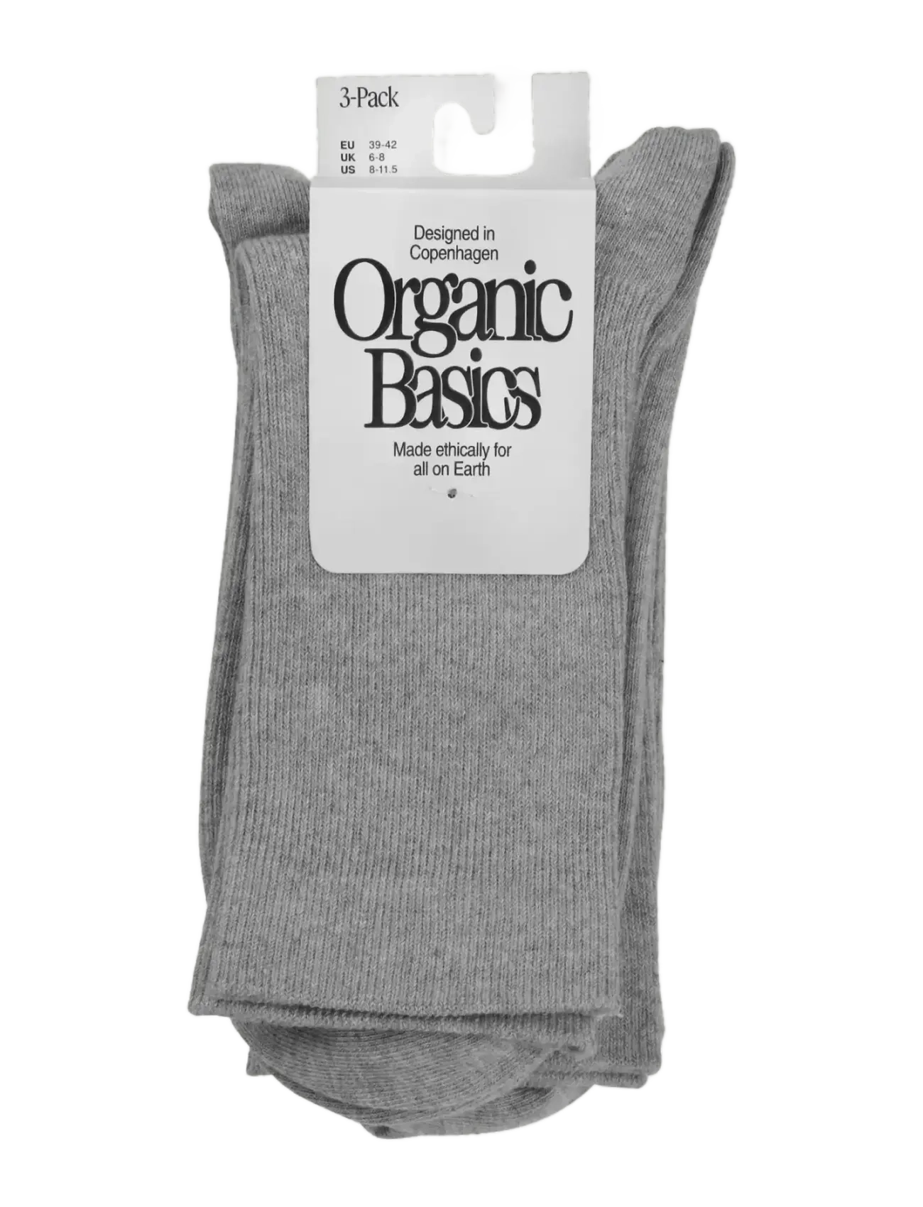 Organic Basics Core Crew Rib Socks 3-Pack - Organic Basics - GREY / grey