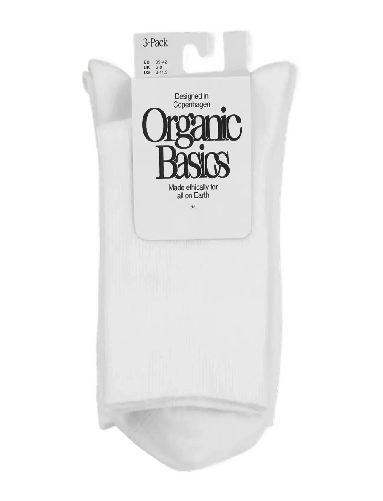 Organic Basics Core Crew Rib Socks 3-Pack - Organic Basics - WHITE / white