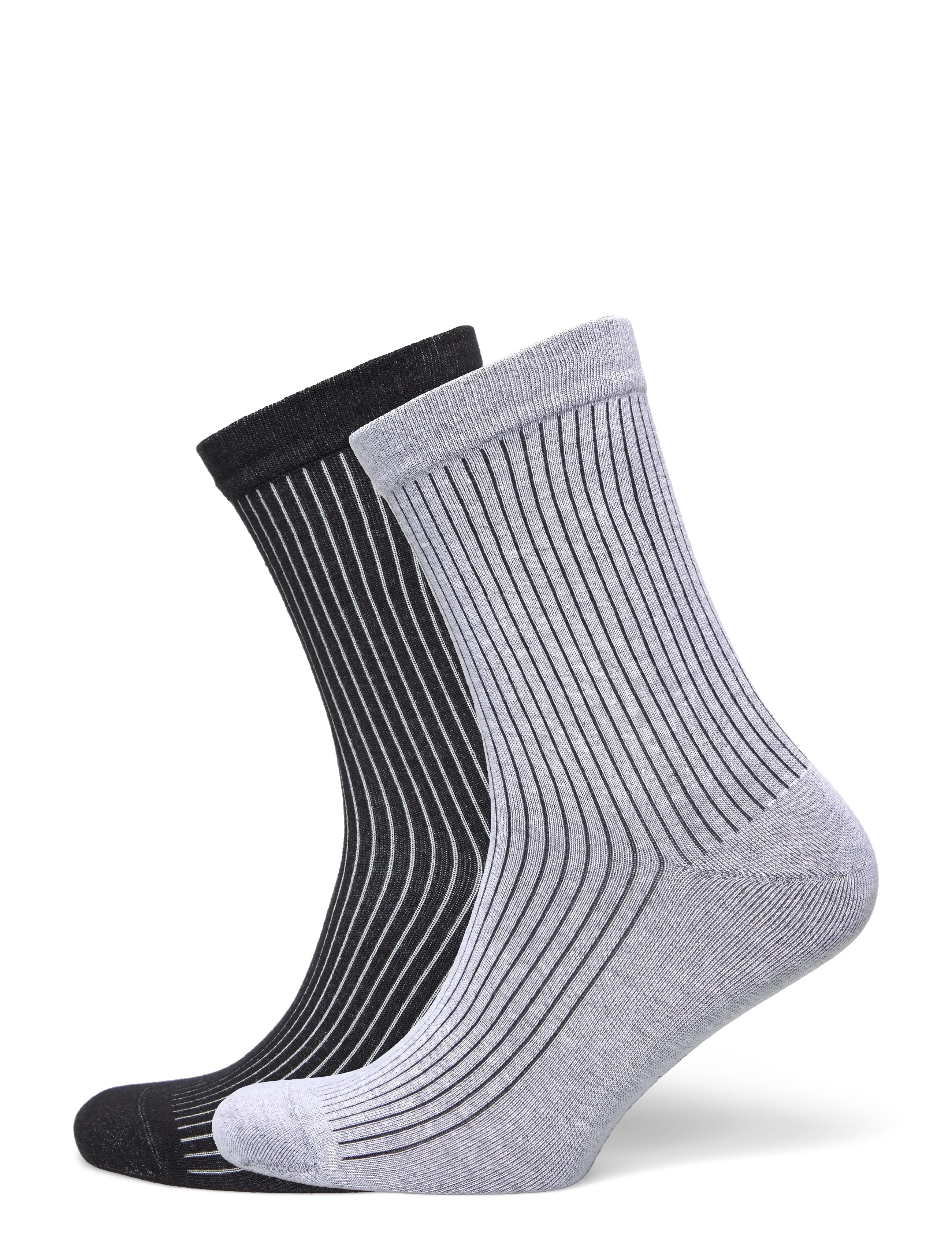 Core Rib Contrast Socks 2-Pack - WHITE / BLACK