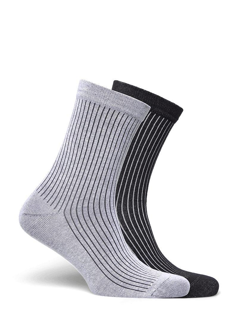 Organic Basics - Core Rib Contrast Socks 2-Pack - regular socks - white / black - 1