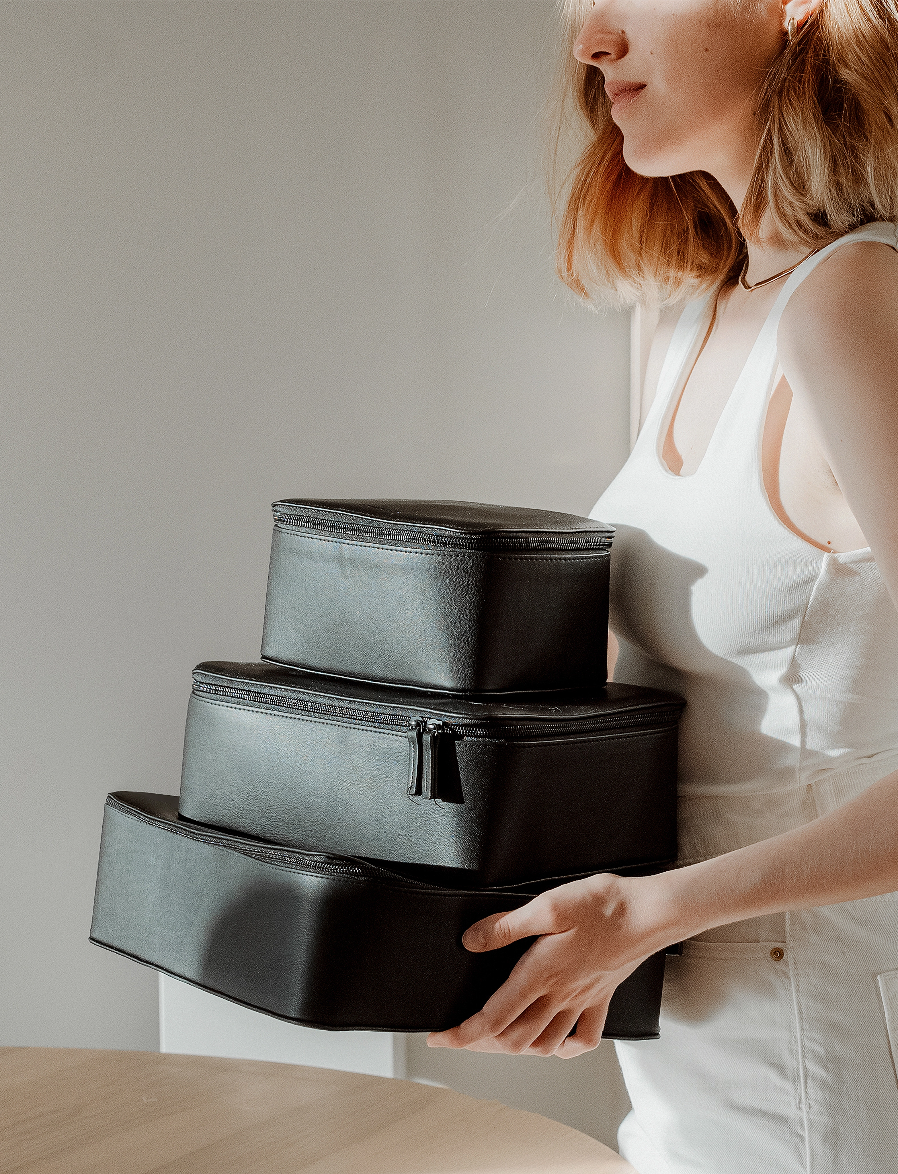 Organista - Vegan Leather Packing Cube Set - packing organisers - black - 4