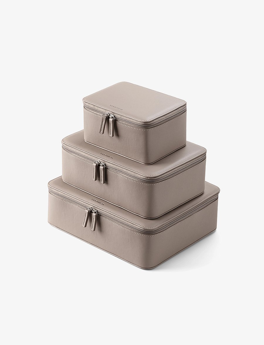 Organista - Vegan Leather Packing Cube Set - packfächer - taupe - 1