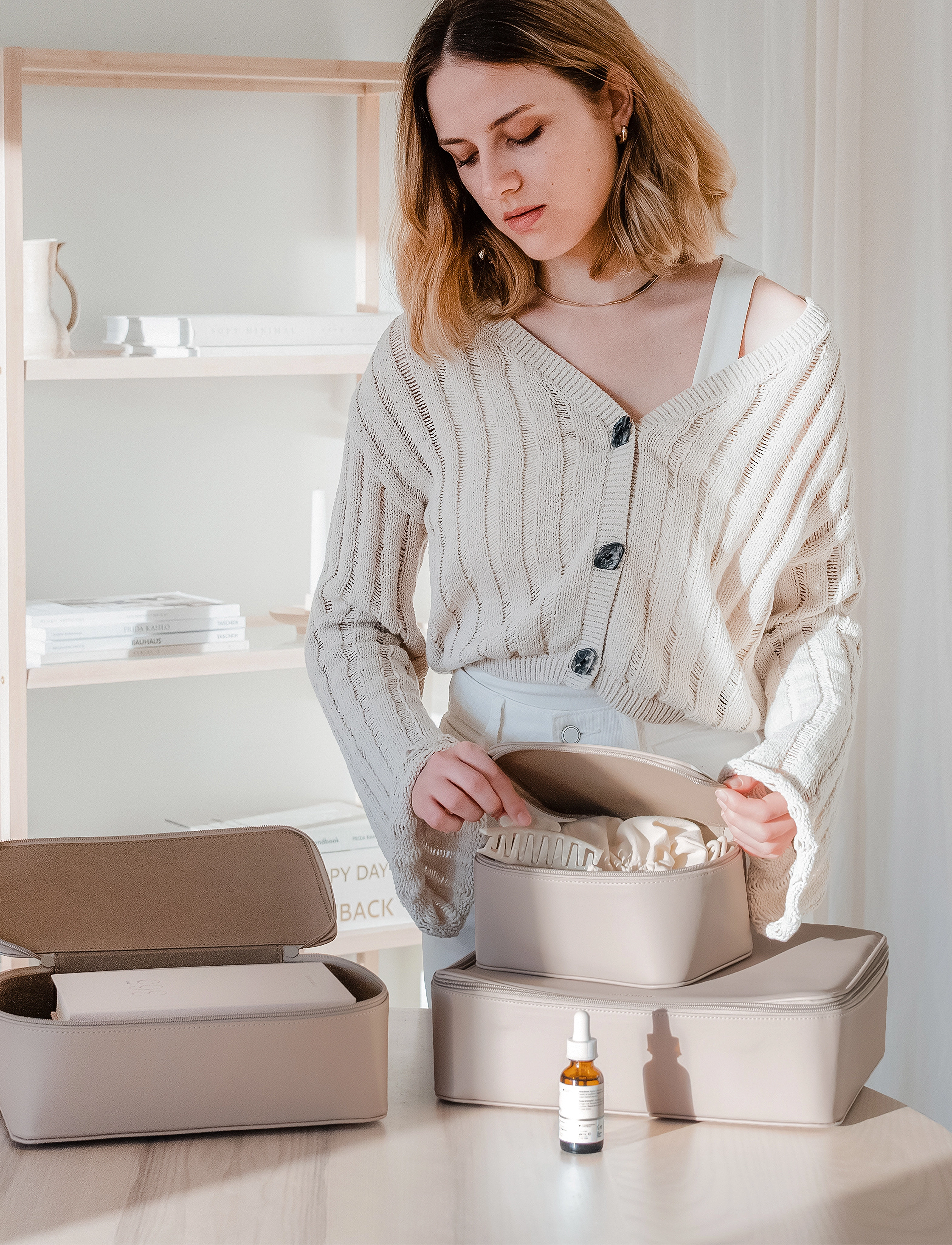 Organista Vegan Leather Packing Cube Set - Inspiration - TAUPE / beige