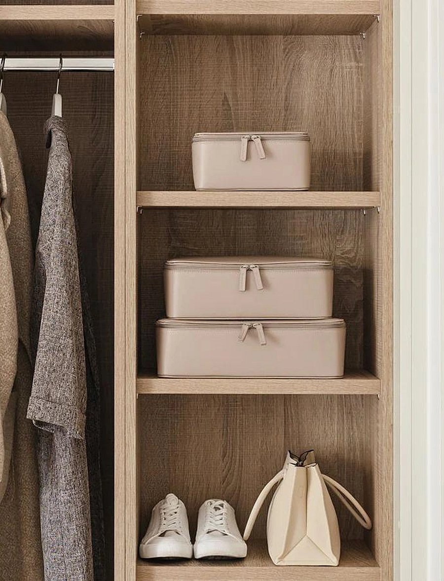 Organista - Vegan Leather Packing Cube Set - packfächer - taupe - 4