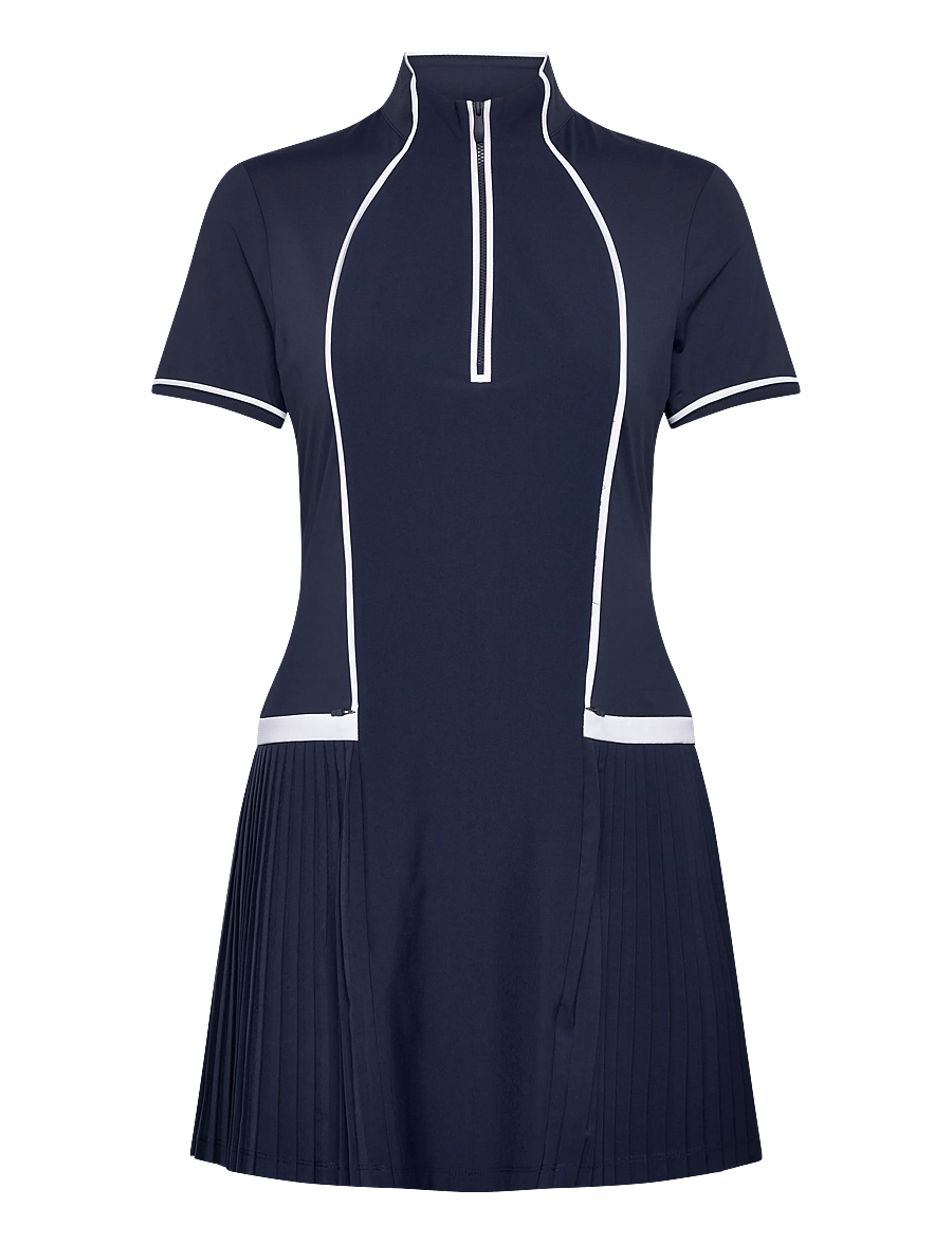Original Penguin Golf - Short sleeve polo dress with piping detail - sukienki - black iris - 0