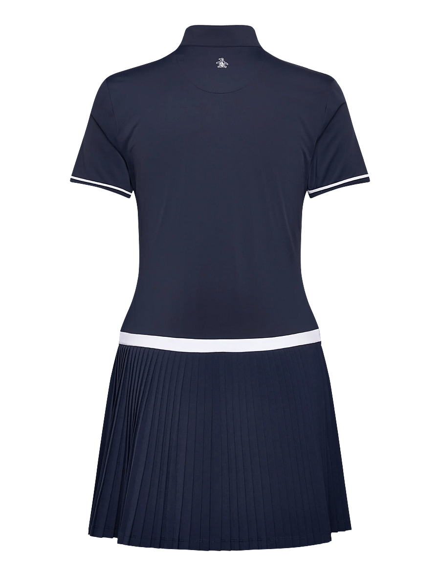 Original Penguin Golf - Short sleeve polo dress with piping detail - sukienki - black iris - 1