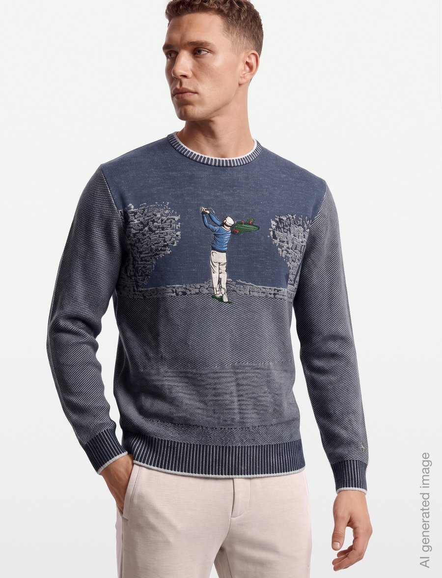 Original Penguin Golf - GOLF TOURNAMENT JACQUARD SWEATER - sweatshirts - black iris - 3