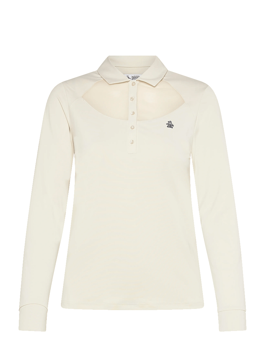 Original Penguin Golf - Long Sleeve Polo with Power Mesh Yoke - toppe & t-shirts - silver birch - 0