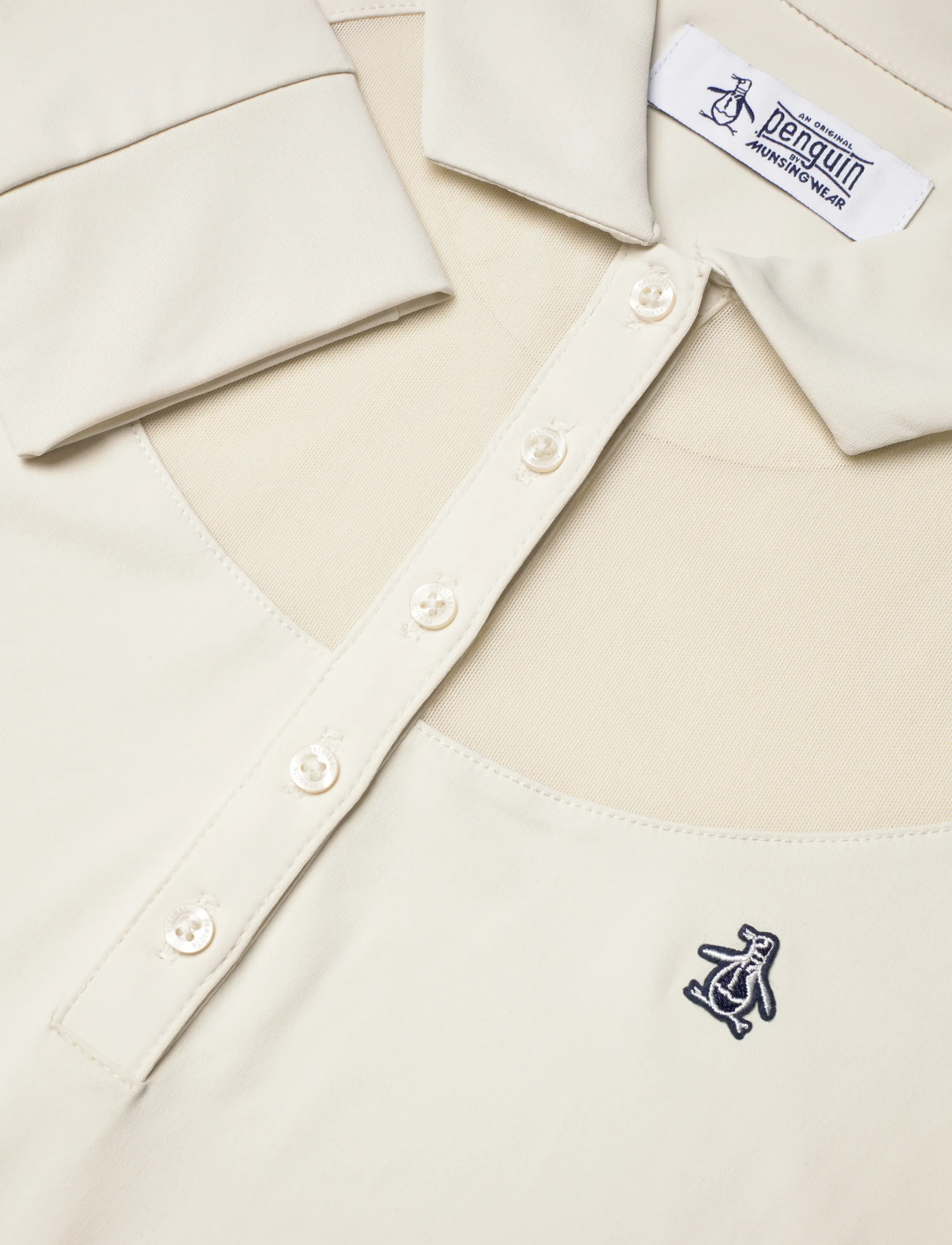 Original Penguin Golf - Long Sleeve Polo with Power Mesh Yoke - toppe & t-shirts - silver birch - 2