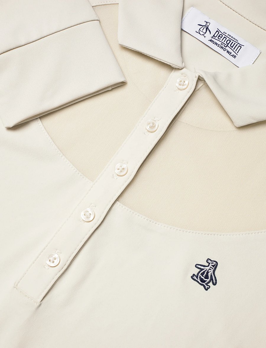 Original Penguin Golf - Long Sleeve Polo with Power Mesh Yoke - toppe & t-shirts - silver birch - 2