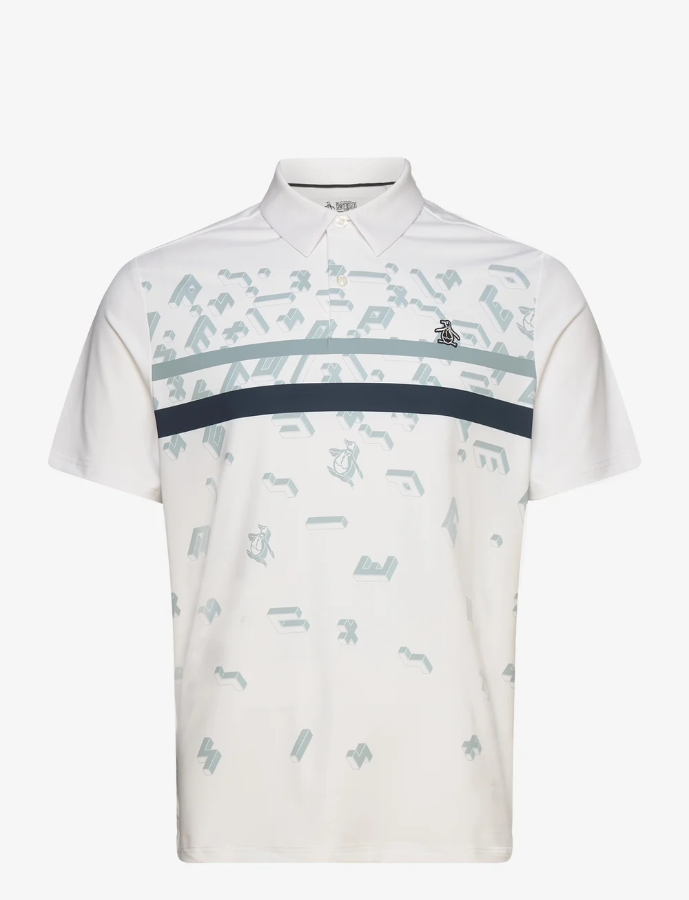 Penguin All Over Novelty Games Golf Polo Shirt - White Penguin All Over Novelty Games Golf Polo Shirt - White