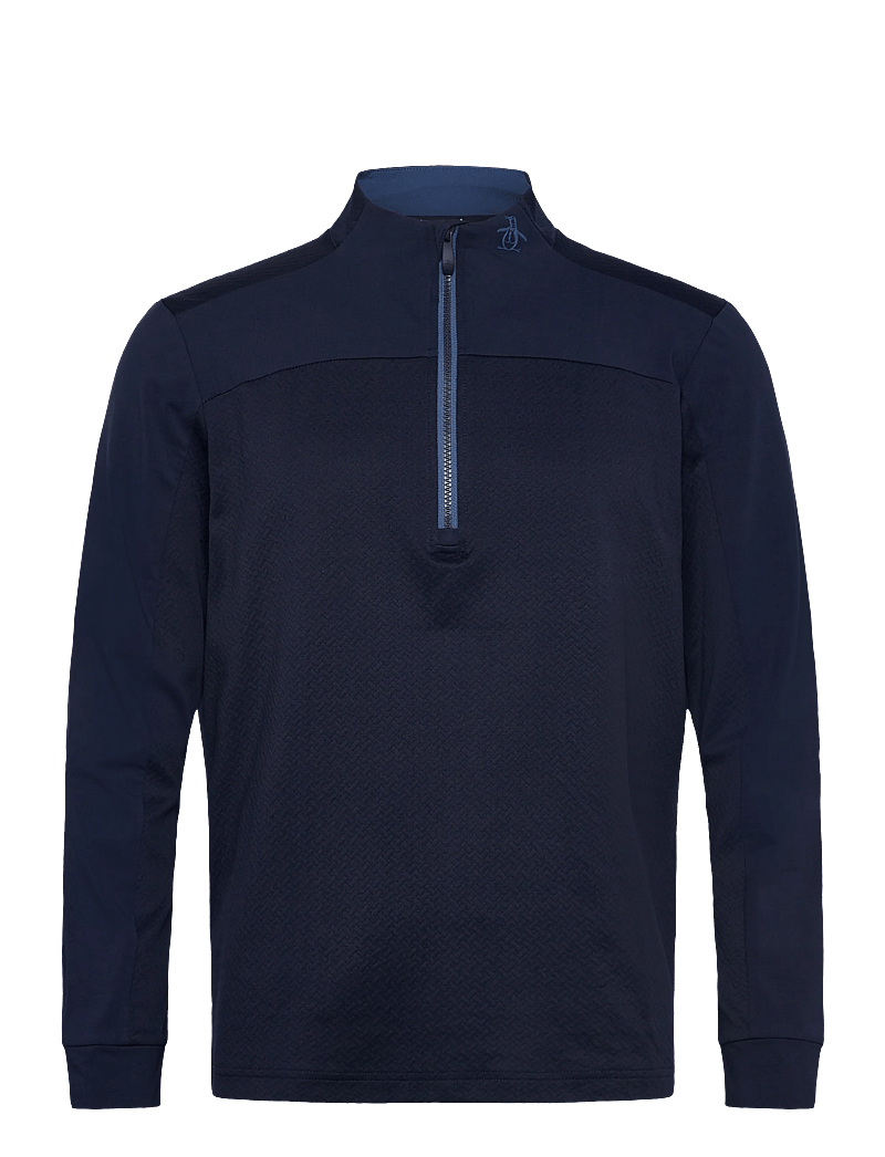 Original Penguin Golf - Lightweight 1/4-Zip Mixed Media Pullover - långärmade tröjor - black iris - 1