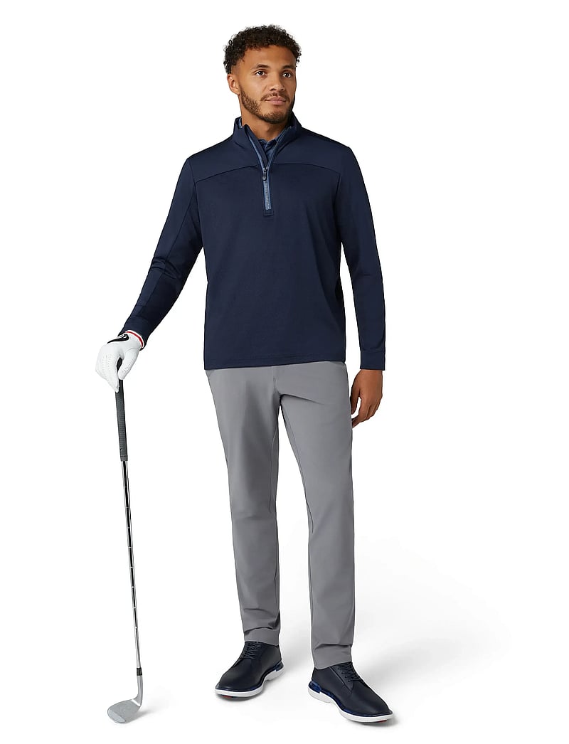 Original Penguin Golf - Lightweight 1/4-Zip Mixed Media Pullover - långärmade tröjor - black iris - 0