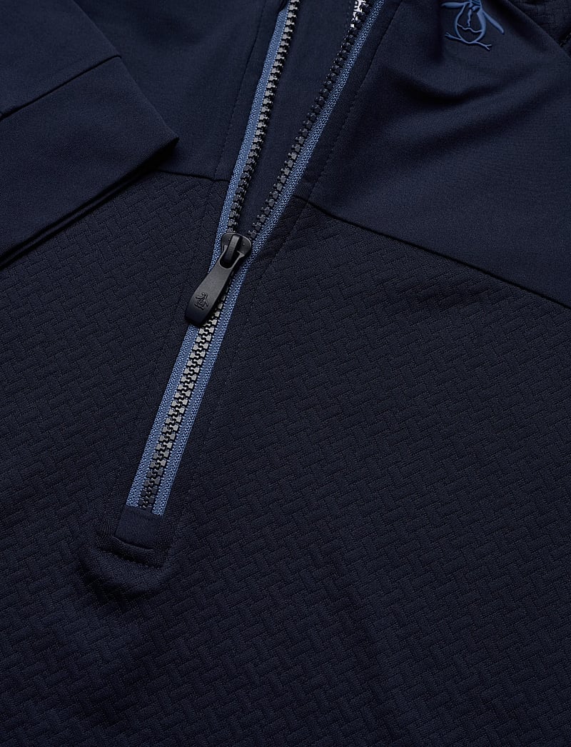 Original Penguin Golf - Lightweight 1/4-Zip Mixed Media Pullover - långärmade tröjor - black iris - 5