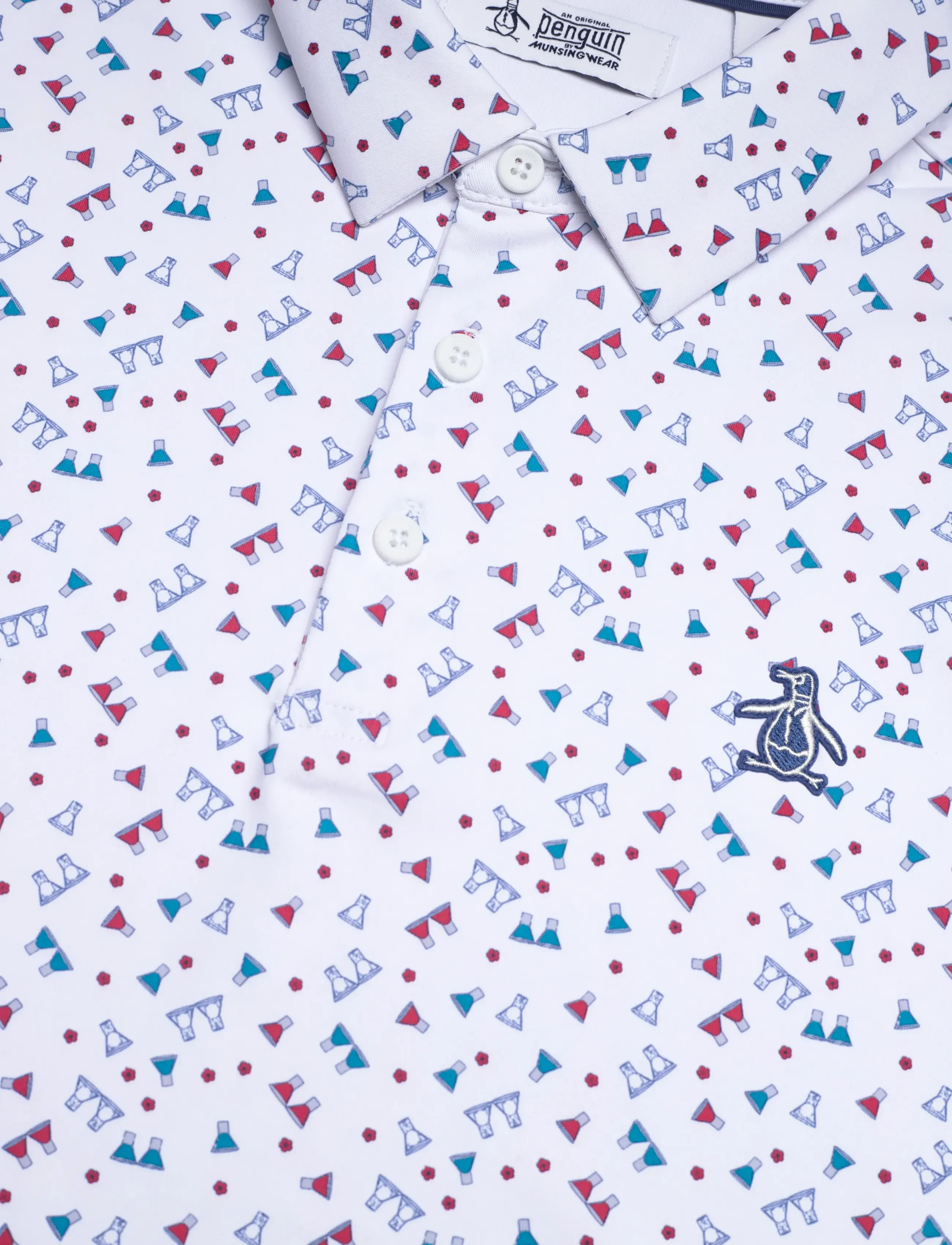 Original Penguin Golf - 19th Hole Sake-Tini Novelty Print Polo - polo krekli ar īsām piedurknēm - bright white - 5