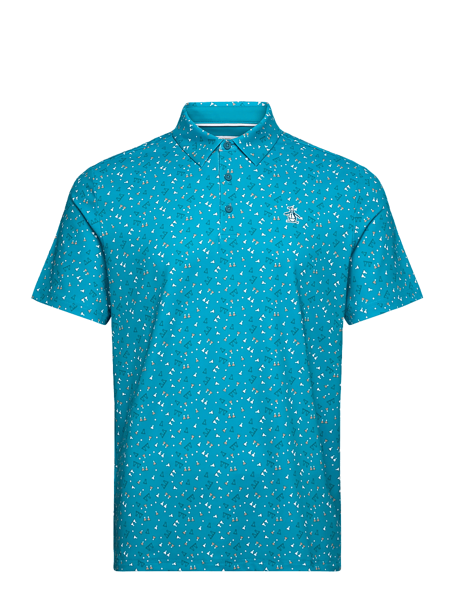 Original Penguin Golf - 19th Hole Sake-Tini Novelty Print Polo - kortærmede poloer - caribbean sea - 1