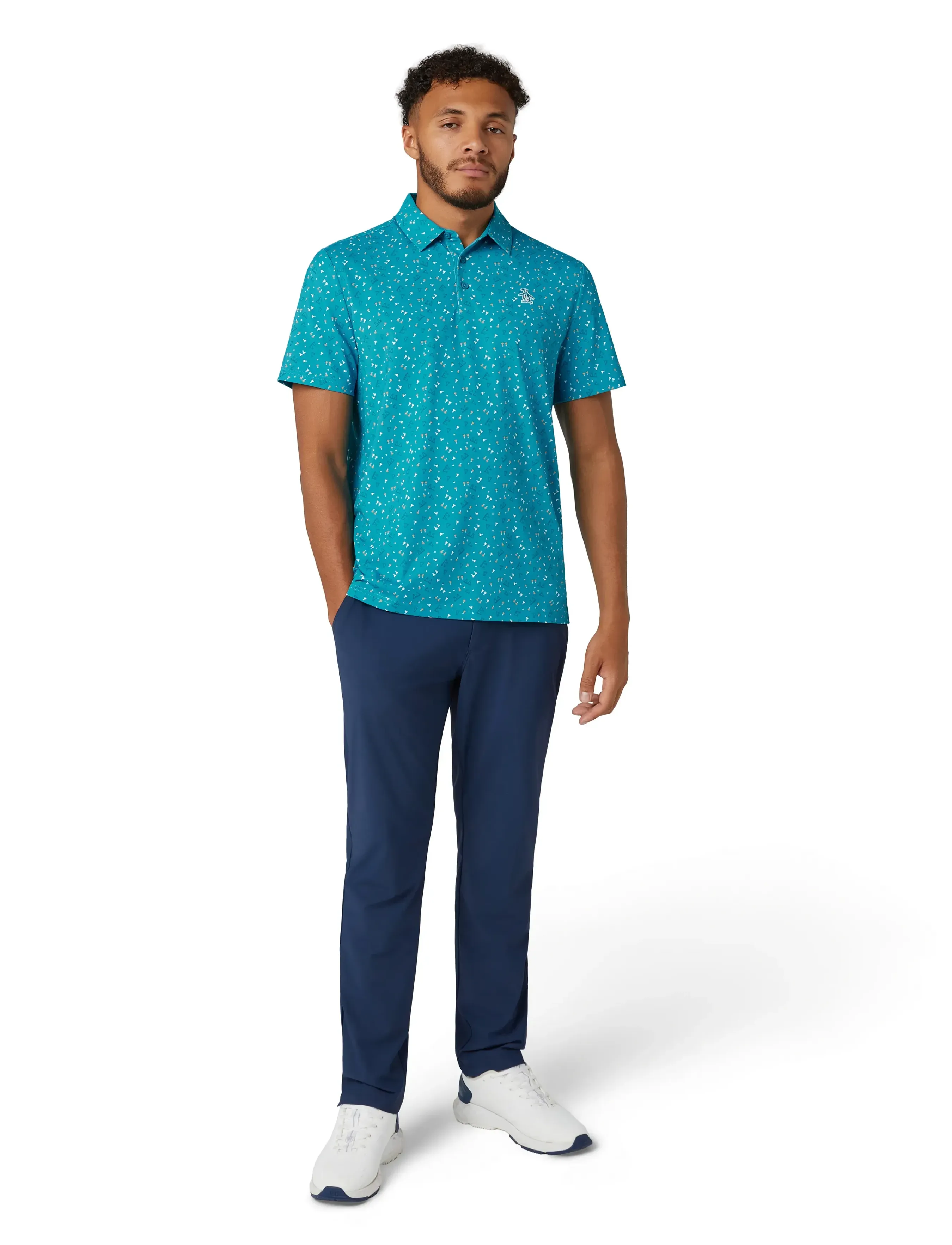 Original Penguin Golf 19th Hole Sake-Tini Novelty Print Polo - Poloshirts - CARIBBEAN SEA / blue