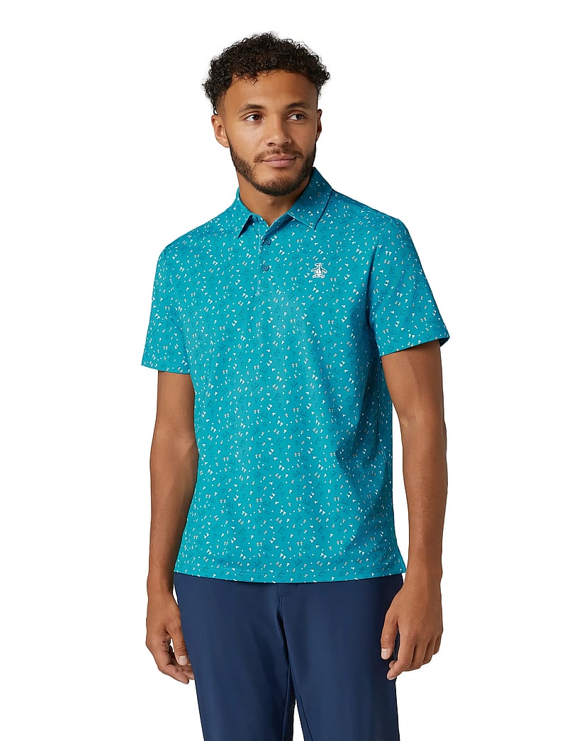Original Penguin Golf - 19th Hole Sake-Tini Novelty Print Polo - polo marškinėliai trumpomis rankovėmis - caribbean sea - 4