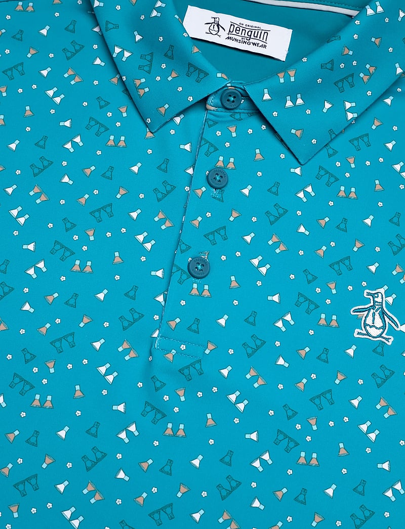 Original Penguin Golf - 19th Hole Sake-Tini Novelty Print Polo - polo marškinėliai trumpomis rankovėmis - caribbean sea - 5