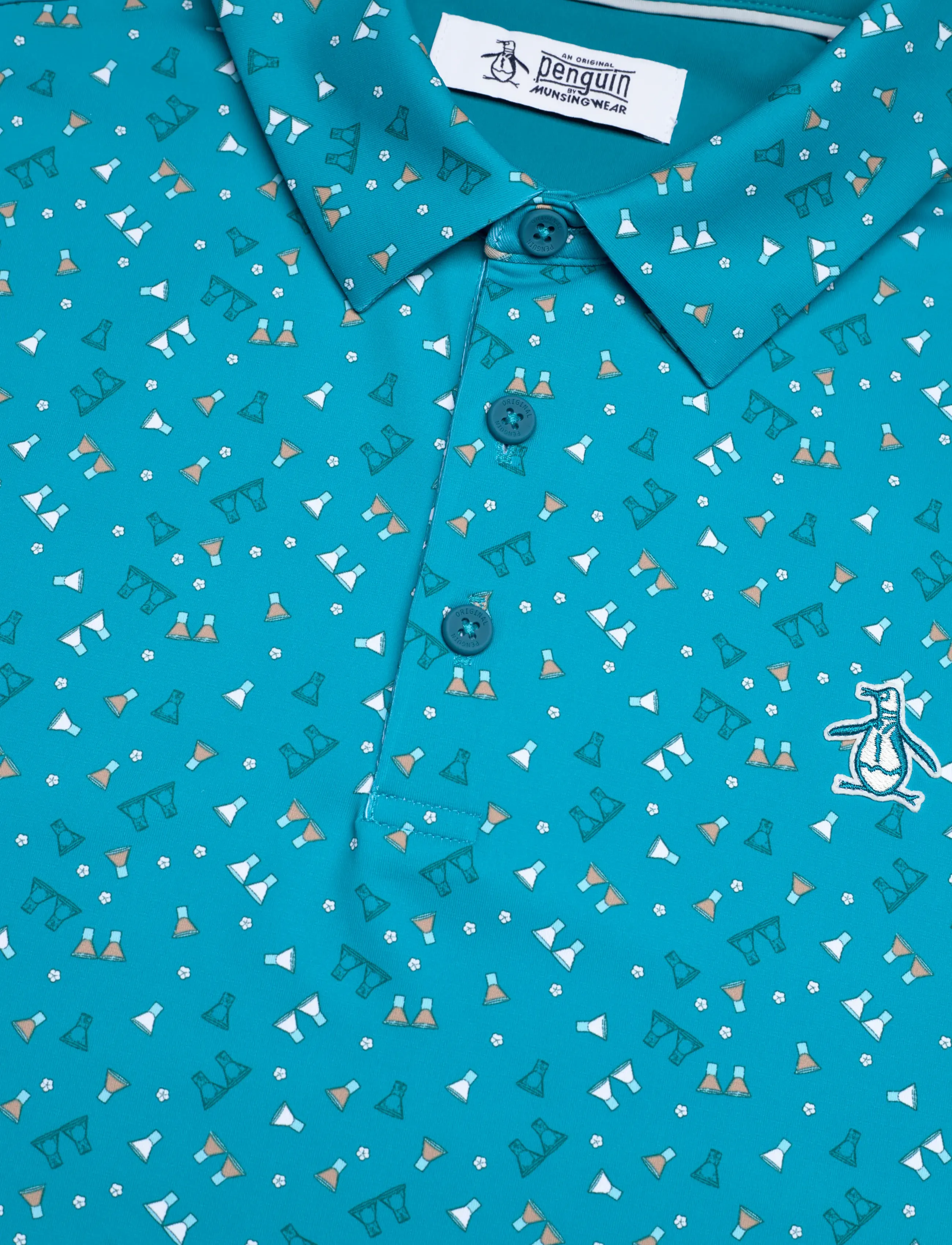 Original Penguin Golf - 19th Hole Sake-Tini Novelty Print Polo - kortærmede poloer - caribbean sea - 5