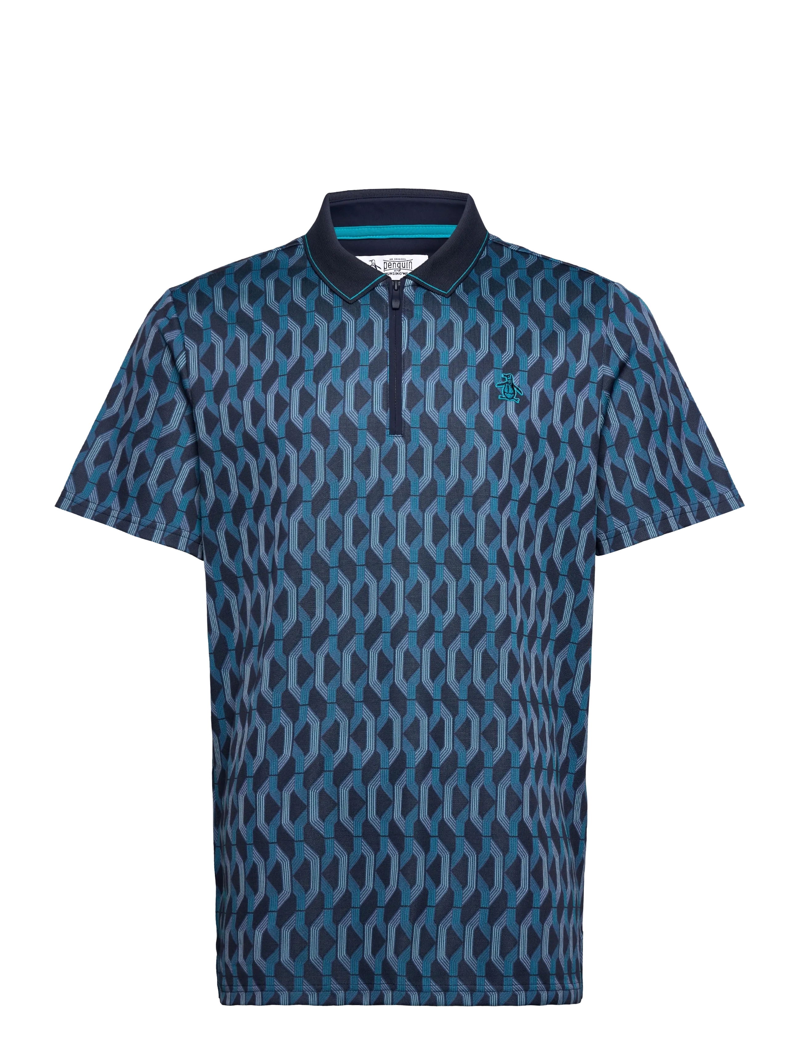 All Over Jacquard Colour Block Polo - BLACK IRIS