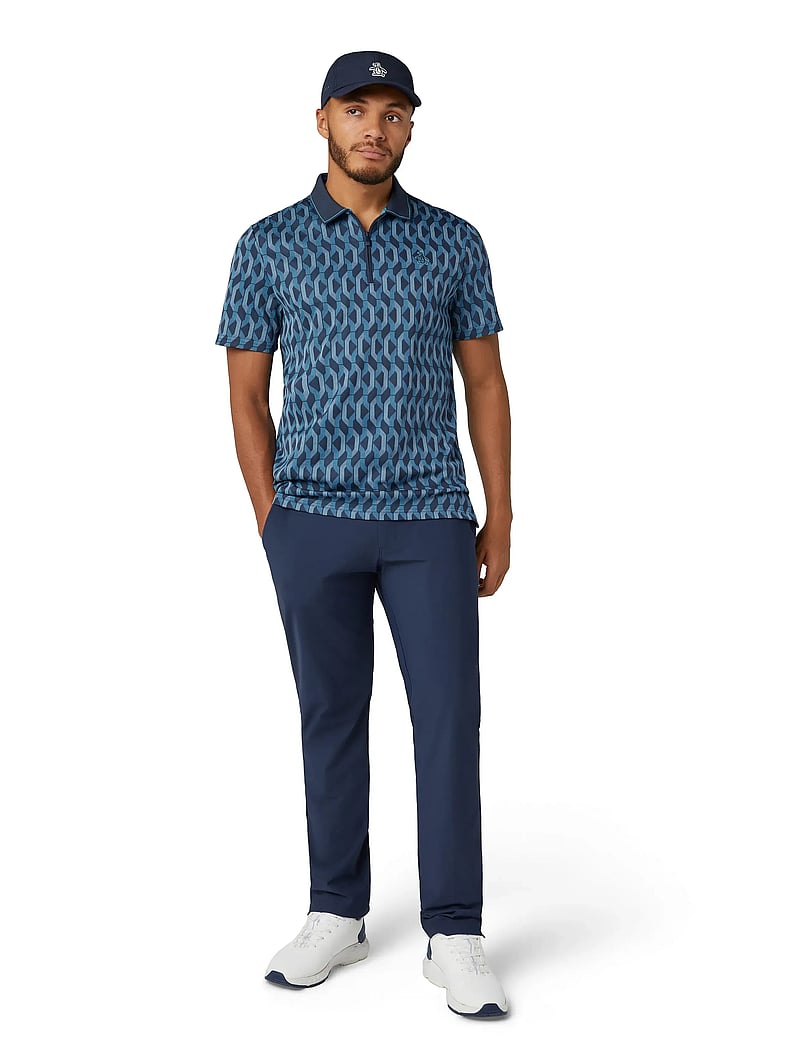 Original Penguin Golf - All Over Jacquard Colour Block Polo - toppe & t-shirts - black iris - 0