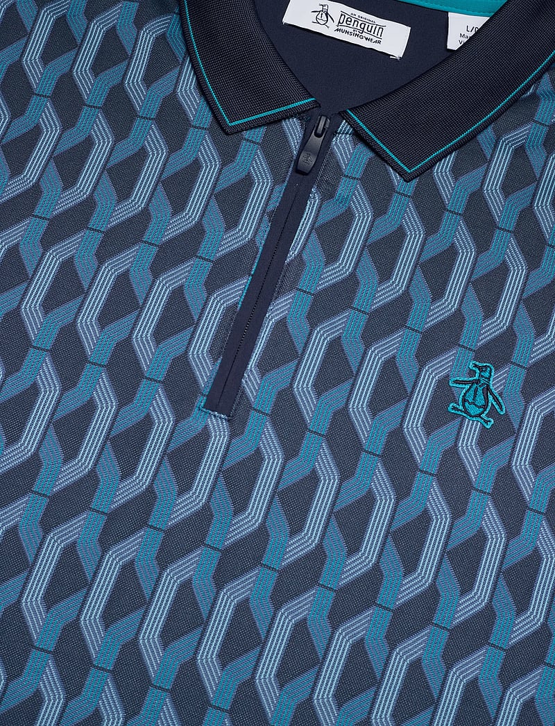 Original Penguin Golf - All Over Jacquard Colour Block Polo - toppe & t-shirts - black iris - 5