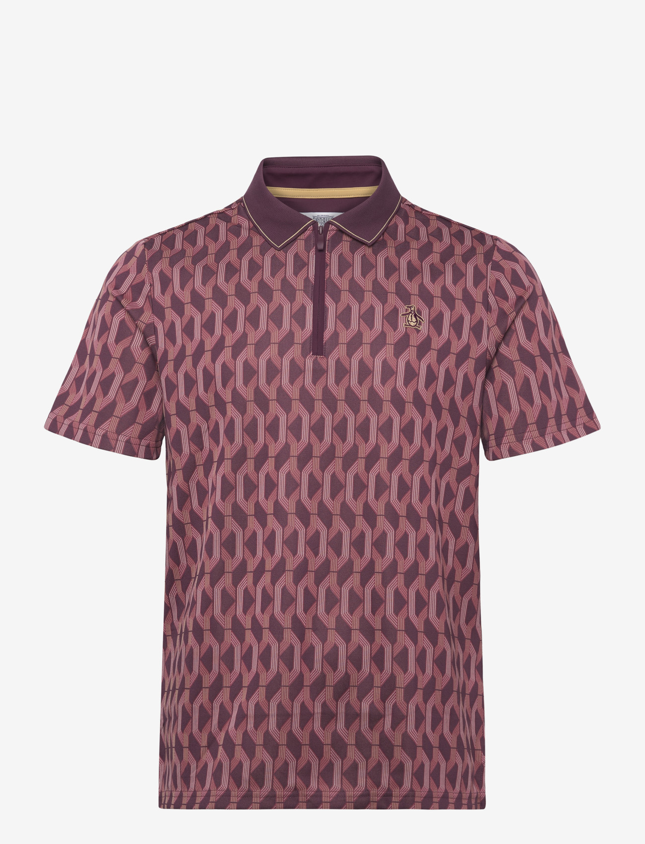 Original Penguin Golf - All Over Jacquard Colour Block Polo - polos - mauve wine - 0
