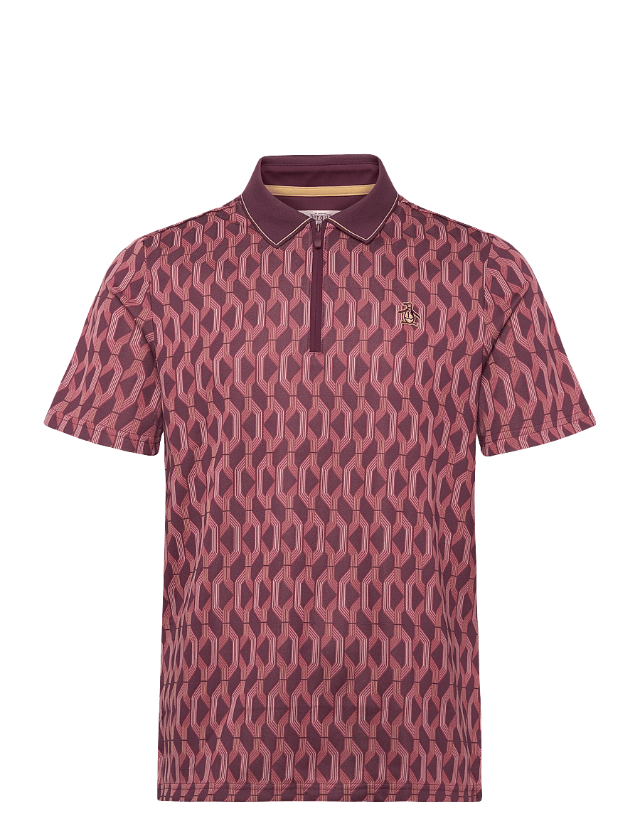 Original Penguin Golf - All Over Jacquard Colour Block Polo - alussärgid ja t-särgid - mauve wine - 0