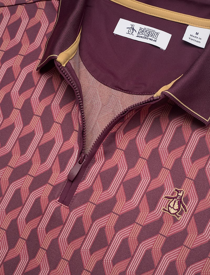 Original Penguin Golf - All Over Jacquard Colour Block Polo - toppe & t-shirts - mauve wine - 2